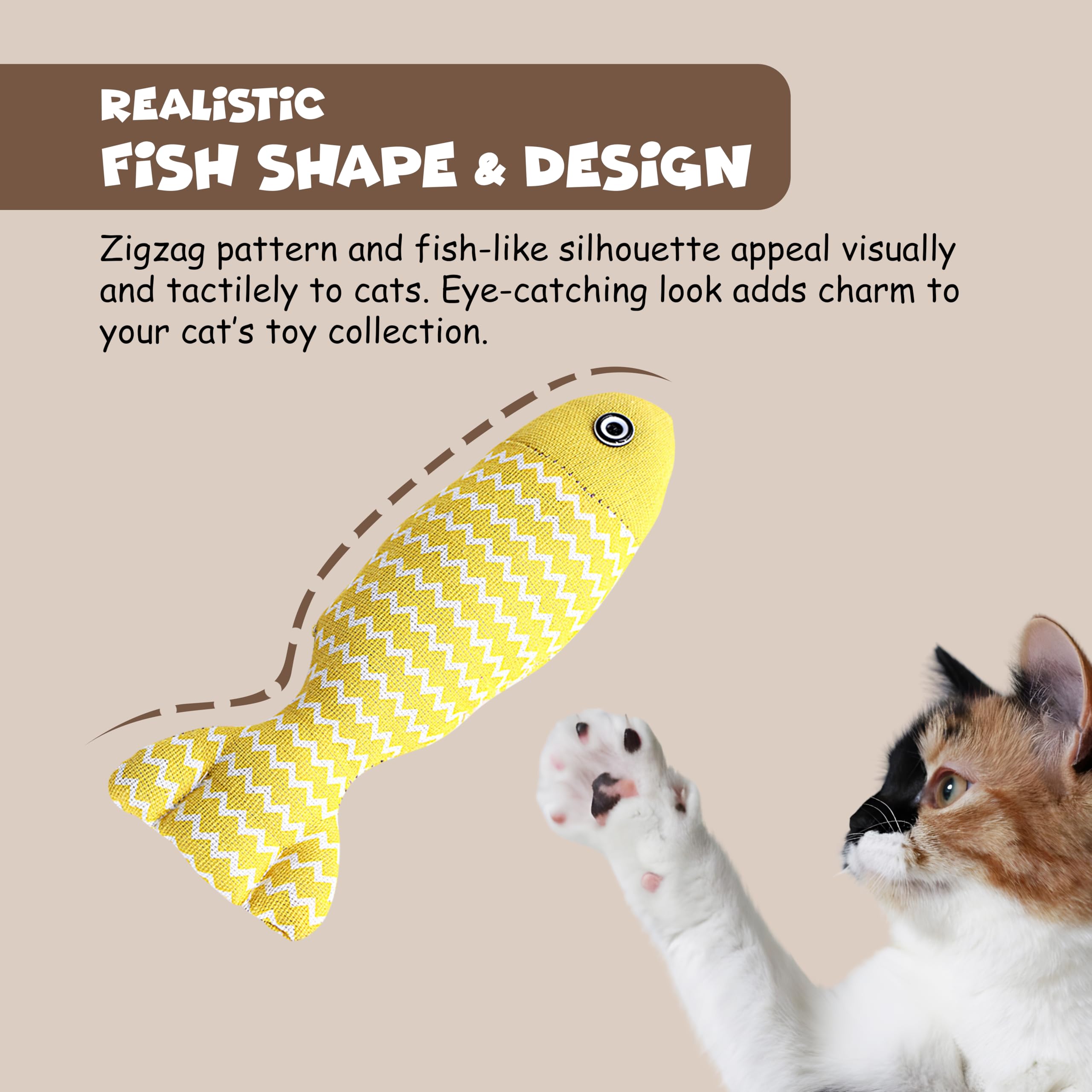 ألعاب حيوانات أليفة للقطط من فانفي | صوت مخصص للنعناع البري، ناعمة ومتينة، وسائد تفاعلية للقطط في الأماكن المغلقة | لعبة تسنين الحيوانات الأليفة والمضغ واللعب، 3 قطع على شكل سمكة
