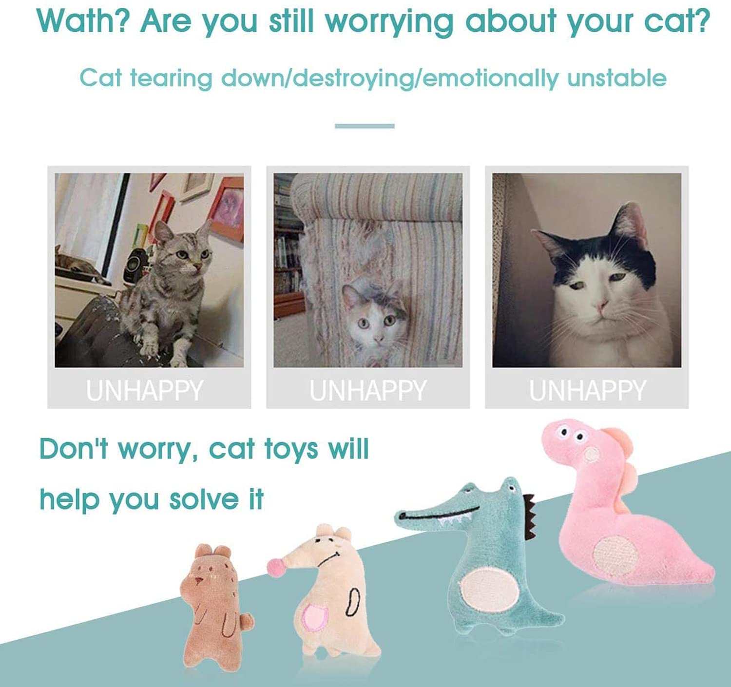 ألعاب كاستويف للقطط الداخلية، 6 قطع من ألعاب القطط مع ألعاب مضغ القطيفة التفاعلية للقطط والقطط، ومستويات ممتعة من اللعب التفاعلي - المسار مع تلبية احتياجات الصيد والملاحقة والتمارين الرياضية