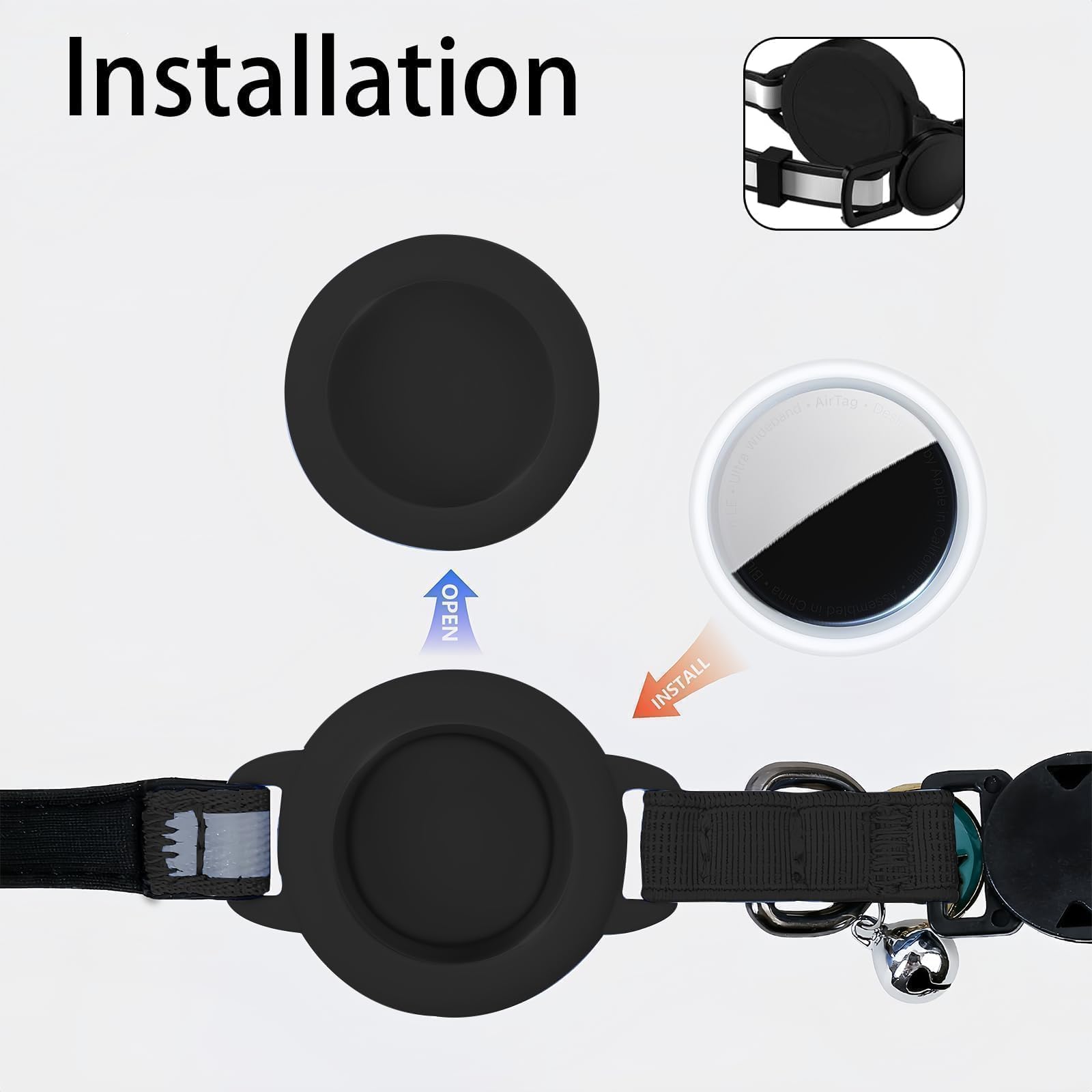 اطواق قطط عاكسة للانفصال مع اجراس من ويينجر، جهاز تتبع GPS مخفي لاغلاق امان مع بطاقة اسم، مقاوم للماء لحامل ايرتاج المضيء، اكسسوارات (ارجواني)