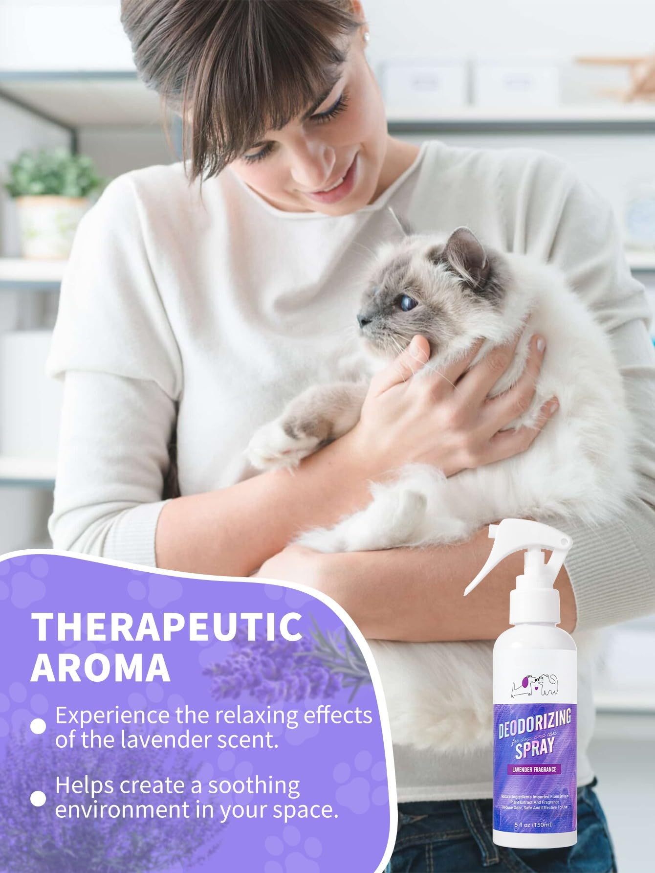 اف دي تي واي بخاخ مزيل العرق لبول الكلاب المنزلية، مزيل العرق لصندوق فضلات القطط، بخاخ مزيل لرائحة الحيوانات الاليفة، برائحة اللافندر، 150 مل، لصندوق فضلات القطط وبقع الحيوانات الاليفة