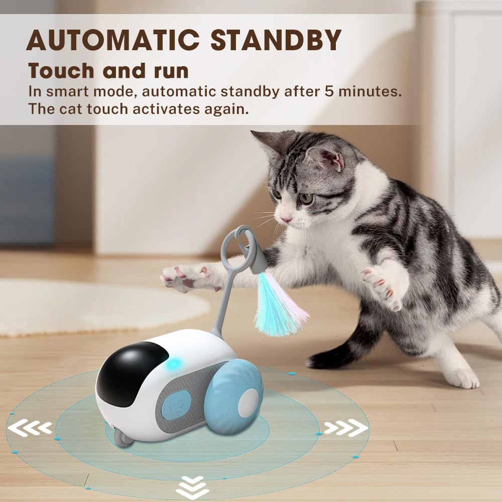 العاب فأر كهربائية ذكية بجهاز تحكم عن بعد للقطط من ناكسيفلي، العاب تفاعلية للقطط الداخلية، لعبة اغاظة القطط مع ريش وديدان، العاب اوتوماتيكية للحيوانات الاليفة، العاب متحركة، قابلة لاعادة الشحن بمنفذ