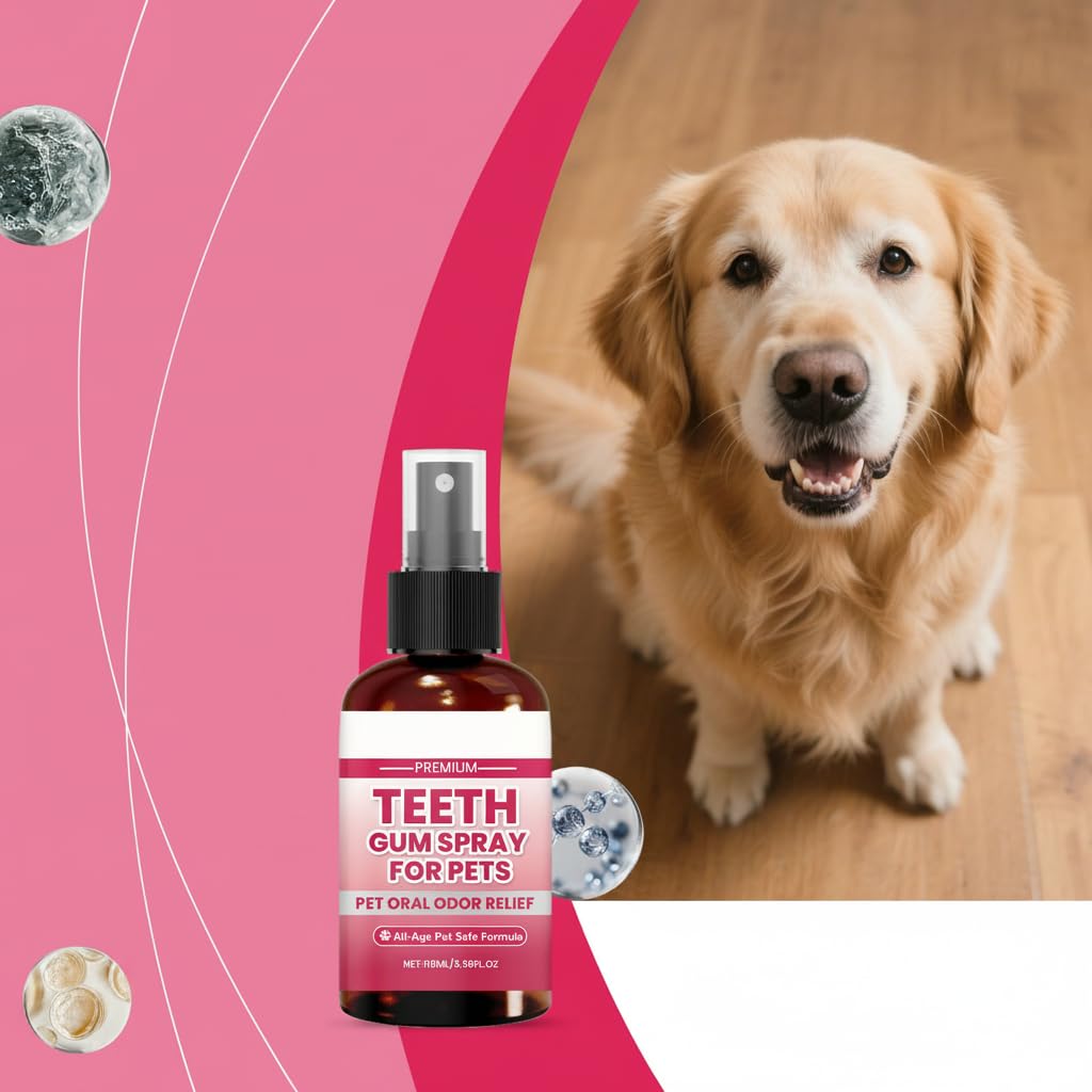 بخاخ العناية بالفم للكلاب والقطط، ينعش النفس ويزيل رائحة الفم الكريهة ويحمي اسنانهم ولثتهم، منظف جير اسنان الحيوانات الاليفة ومزيل الجير بدون تنظيف بالفرشاة (3.99 اونصة سائلة، 118 مل)