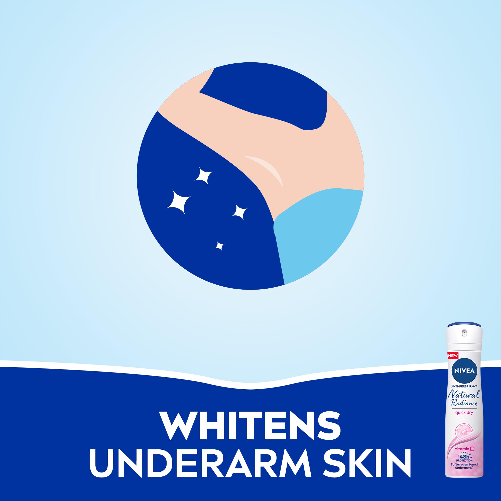 بخاخ مزيل عرق من نيڤيا برائحة طبيعية للنساء، سعة 150 مل، حماية 48 ساعة مع فيتامين C ومضاد للبقع الصفراء