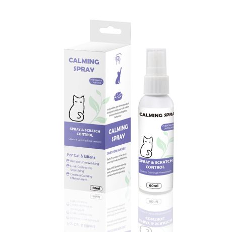 بخاخ مهدئ للقطط غني بالفيرومونات للتحكم في الخدش، للمساعدة على تقليل توتر القطط وقلقها والحد من علامات التبول والخدش التخريبي لإضفاء بيئة مريحة غير منوّم وآمن للقطط والقطط الصغيرة، سعة 60 مل