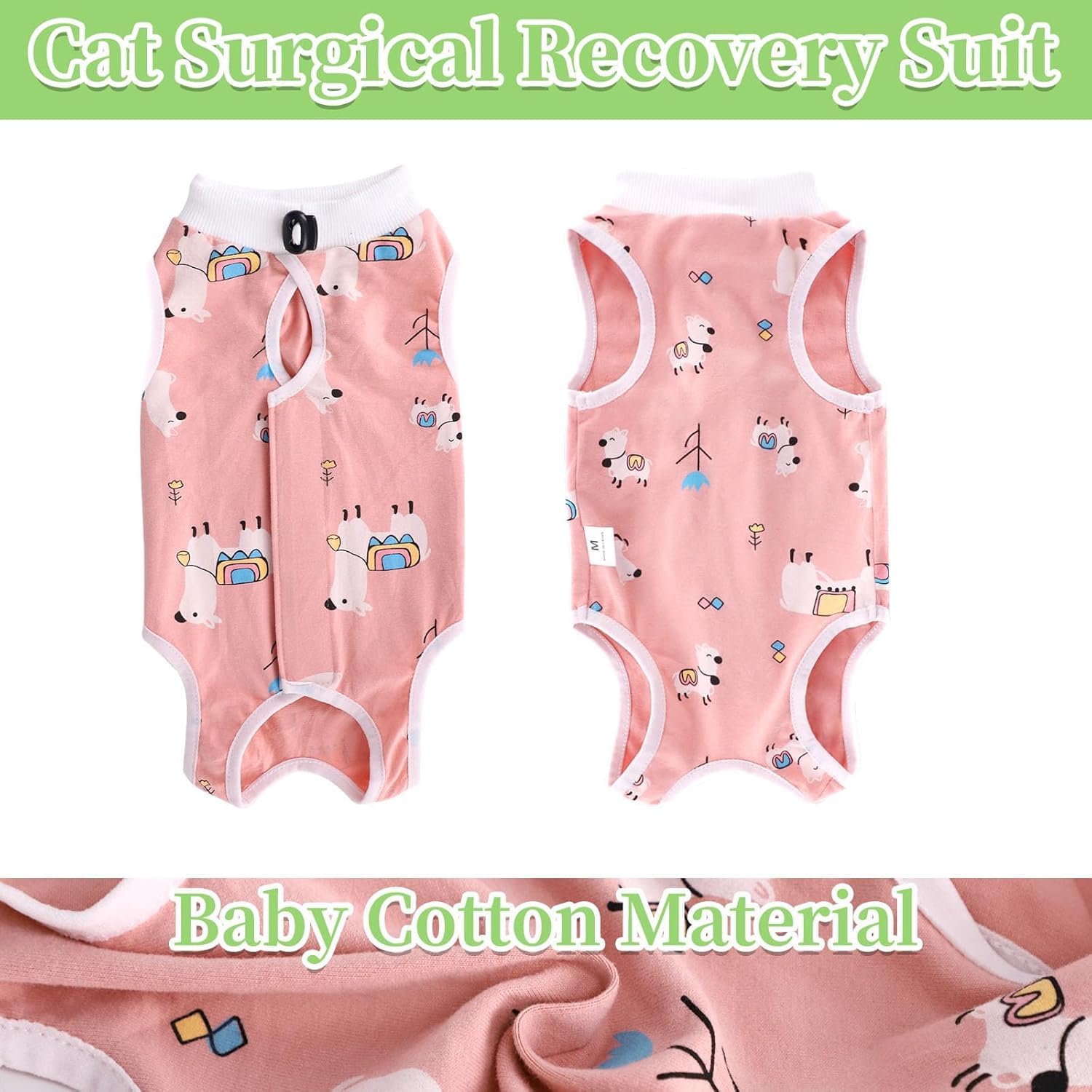 بدلة التعافي من الجراحة للقطط، ملابس قطط للشفاء من الجراحة جيدة التهوية، تستخدم على بدلة احترافية جيدة التهوية للقطط والكلاب بعد الفطام وجروح البطن من لينجي (ميديوم M)