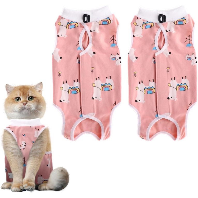 بدلة التعافي من الجراحة للقطط، ملابس قطط للشفاء من الجراحة جيدة التهوية، تستخدم على بدلة احترافية جيدة التهوية للقطط والكلاب بعد الفطام وجروح البطن من لينجي (ميديوم M)