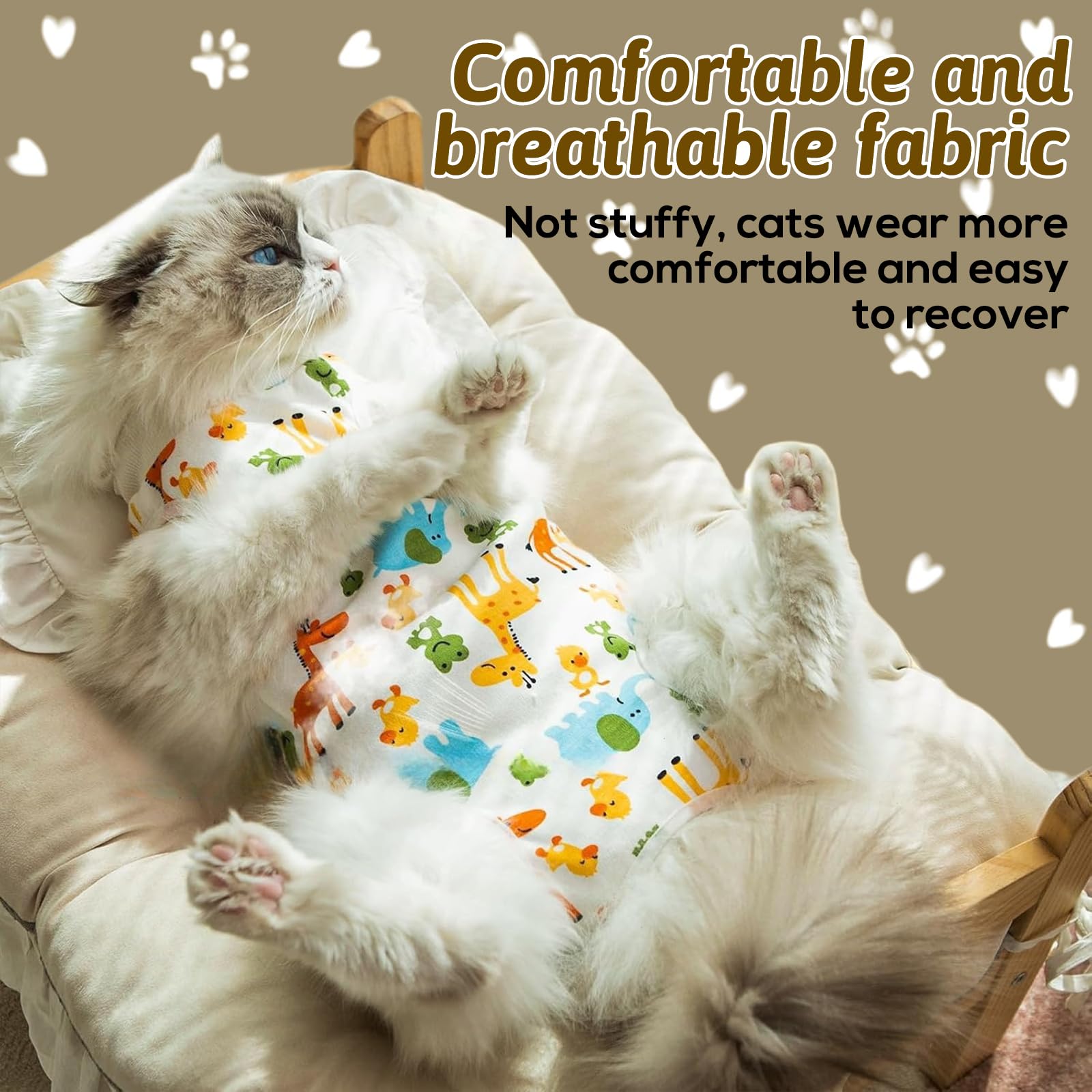 بدلة تعافي القطط من قطعتين من تريزالميكس، ملابس قطط جيدة التهوية بعد الجراحة للنساء والرجال لمنع لعق جروح البطن، قطعة واحدة للقطط بعد الجراحة