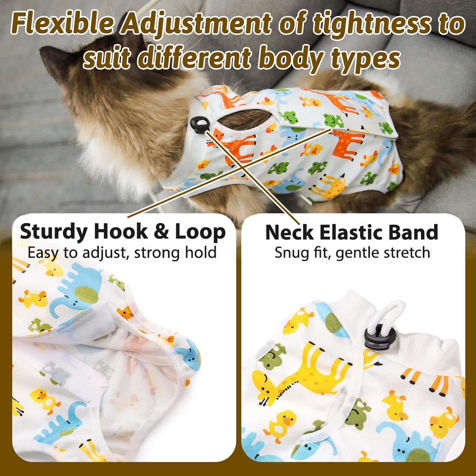 بدلة تعافي القطط من قطعتين من تريزالميكس، ملابس قطط جيدة التهوية بعد الجراحة للنساء والرجال لمنع لعق جروح البطن، قطعة واحدة للقطط بعد الجراحة