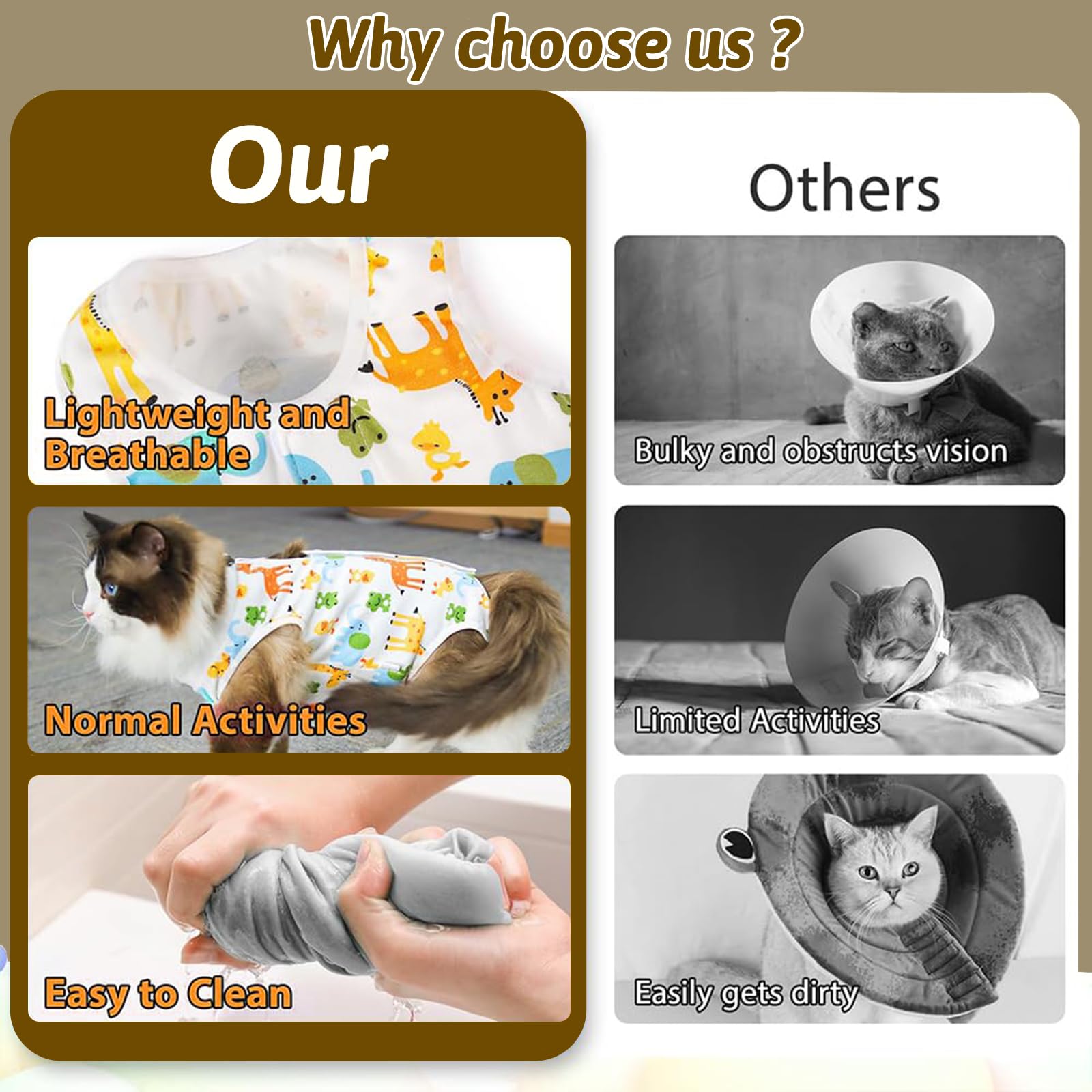 بدلة تعافي القطط من قطعتين من تريزالميكس، ملابس قطط جيدة التهوية بعد الجراحة للنساء والرجال لمنع لعق جروح البطن، قطعة واحدة للقطط بعد الجراحة