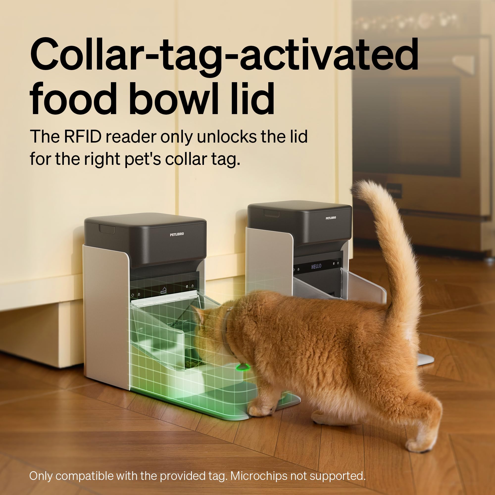 بيتليبرو جهاز تغذية اوتوماتيكي للقطط مع مستشعر طوق بتقنية تحديد الهوية بموجات الراديو، موزع طعام للقطط قابل للبرمجة 5G و2.4G، للتعرف على القطط وتتبع النظام الغذائي لمنازل الحيوانات الاليفة المتعددة