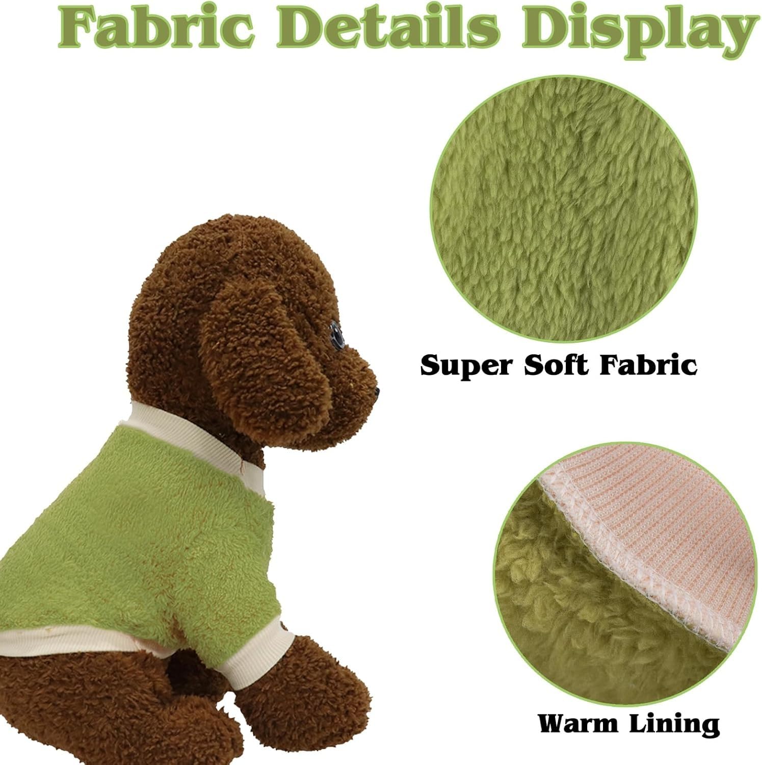 بيجامة سويتر للحيوانات الاليفة للكلاب والقطط الصغيرة، لون اخضر، مقاس M