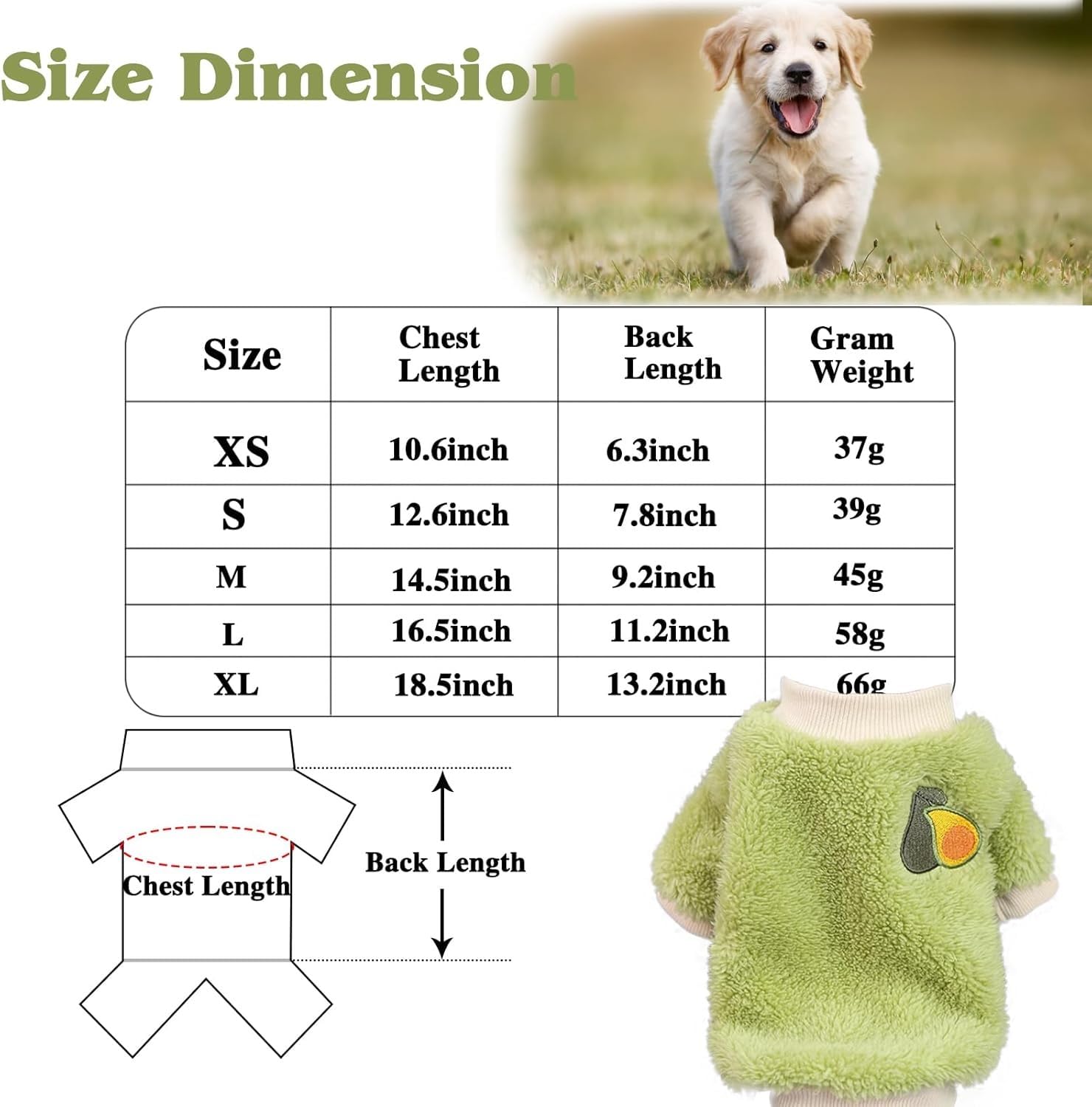 بيجامة سويتر للحيوانات الاليفة للكلاب والقطط الصغيرة، لون اخضر، مقاس M
