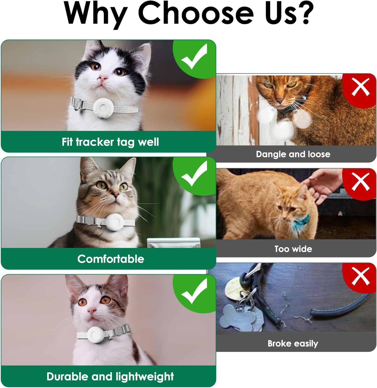 جهاز تتبع القطط، جهاز تتبع الحيوانات الاليفة للقطط متوافق مع ابل فايند ماي (اي او اس فقط) مقاوم للماء مع ابزيم مرن امان، بدون رسوم شهرية، يعمل مع اي طوق (ابيض)