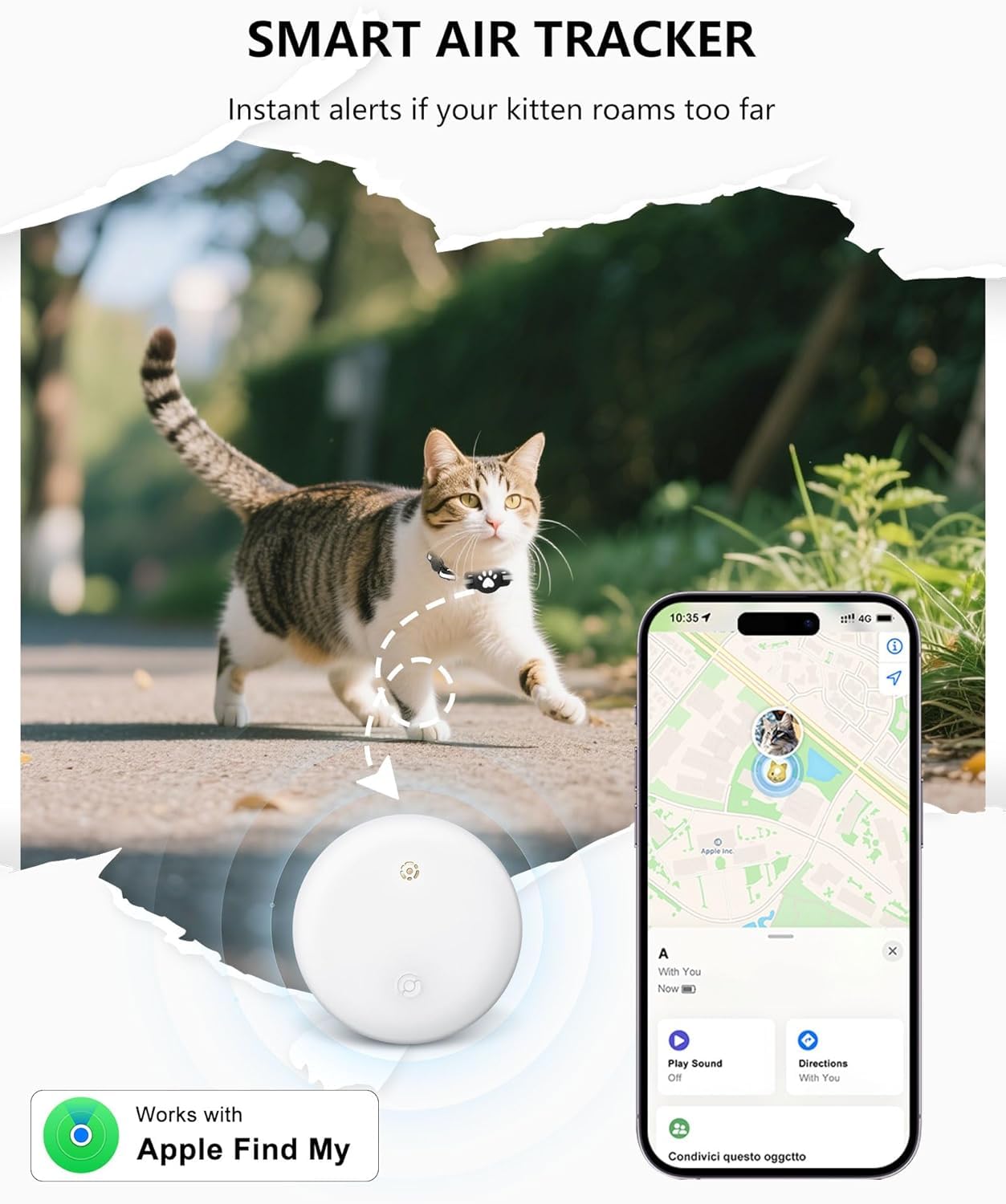 جهاز تتبع القطط، جهاز تعقب للقطط، متتبع موقع القطط مع حامل، بدون رسوم شهرية
