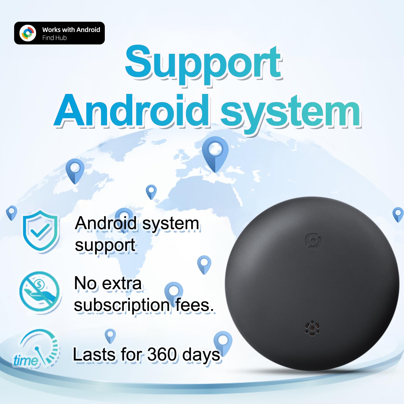 جهاز تتبع تحديد المواقع بتقنية البلوتوث من سمارت فايندر لاجهزة ابل واندرويد (اي او اس واندرويد) - نظام مزدوج للحيوانات الاليفة والاطفال والمحفظة والمفاتيح والسيارة ومشاركة الموقع في الوقت الفعلي