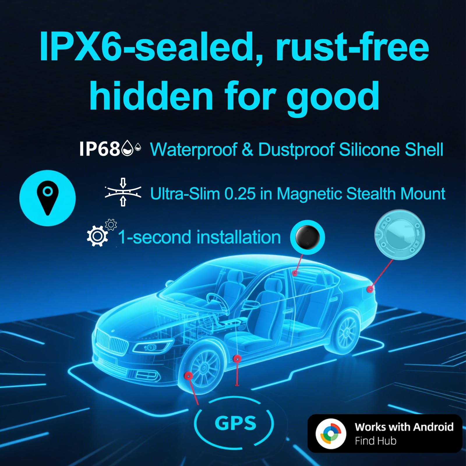 جهاز تتبع تحديد المواقع بتقنية البلوتوث من سمارت فايندر لاجهزة ابل واندرويد (اي او اس واندرويد) - نظام مزدوج للحيوانات الاليفة والاطفال والمحفظة والمفاتيح والسيارة ومشاركة الموقع في الوقت الفعلي