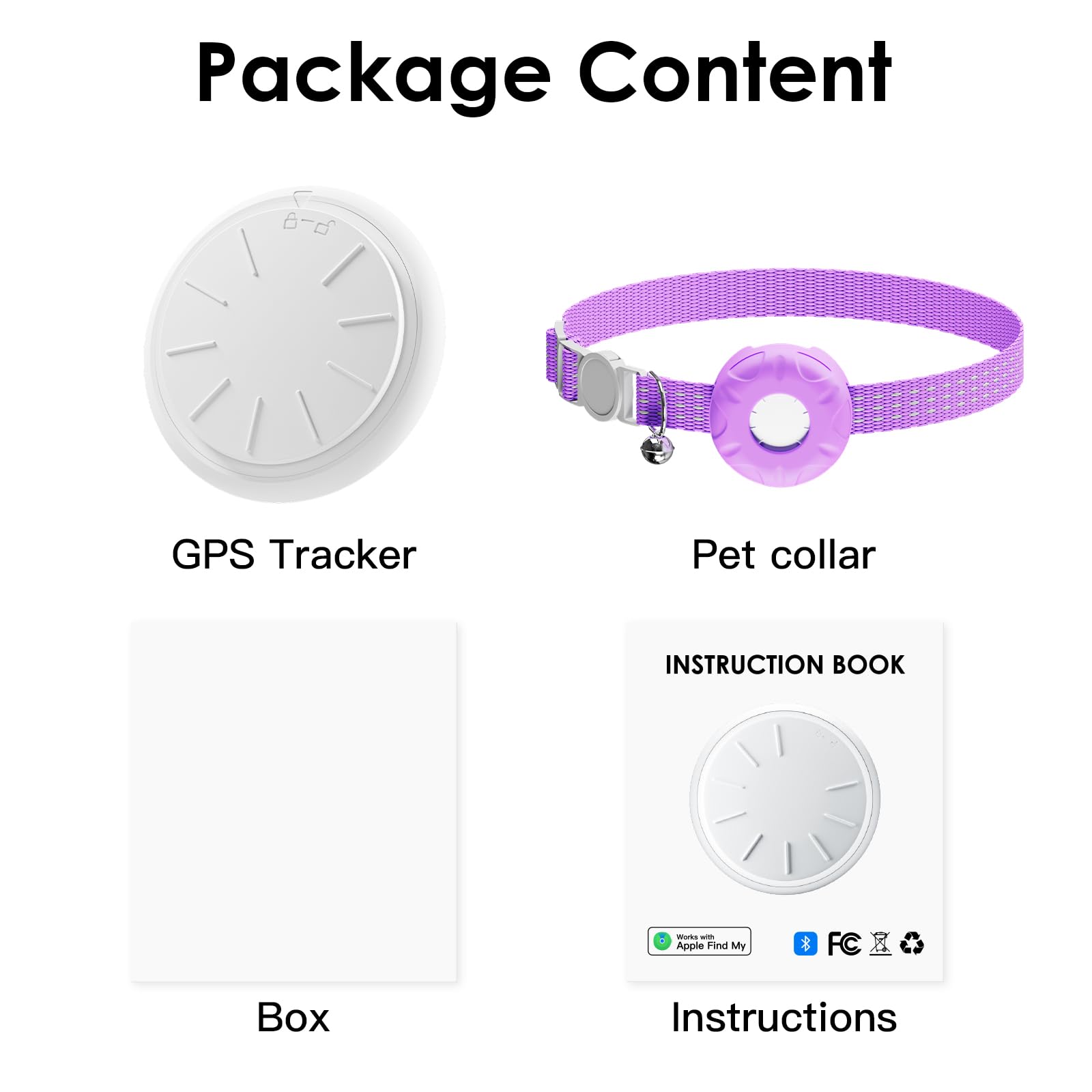 جهاز تتبع GPS للقطط من زد اف اس جيه تاج، متوافق مع تطبيق ابل فايند ماي (iOS فقط)، بدون رسوم شهرية، مقاوم للماء، طوق قابل للفصل، بطارية تصل الى عام واحد