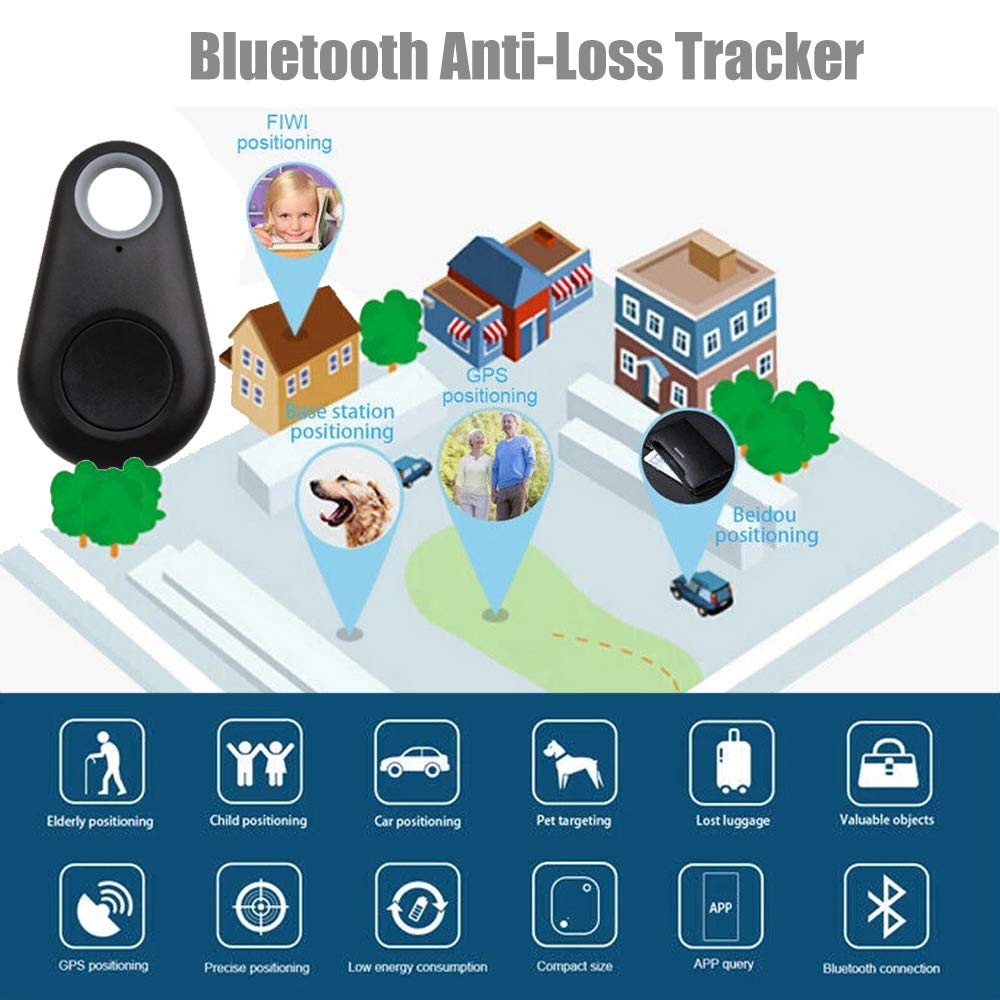 جهاز تعقب بلوتوث مضاد للسرقة، جهاز انذار يعمل بالبلوتوث عن بعد، جهاز تتبع جي بي اس للاطفال وشنطة الحيوانات الاليفة والمحفظة والمفاتيح، جهاز تتبع غالق صور السيلفي، قطعة واحدة، اسود