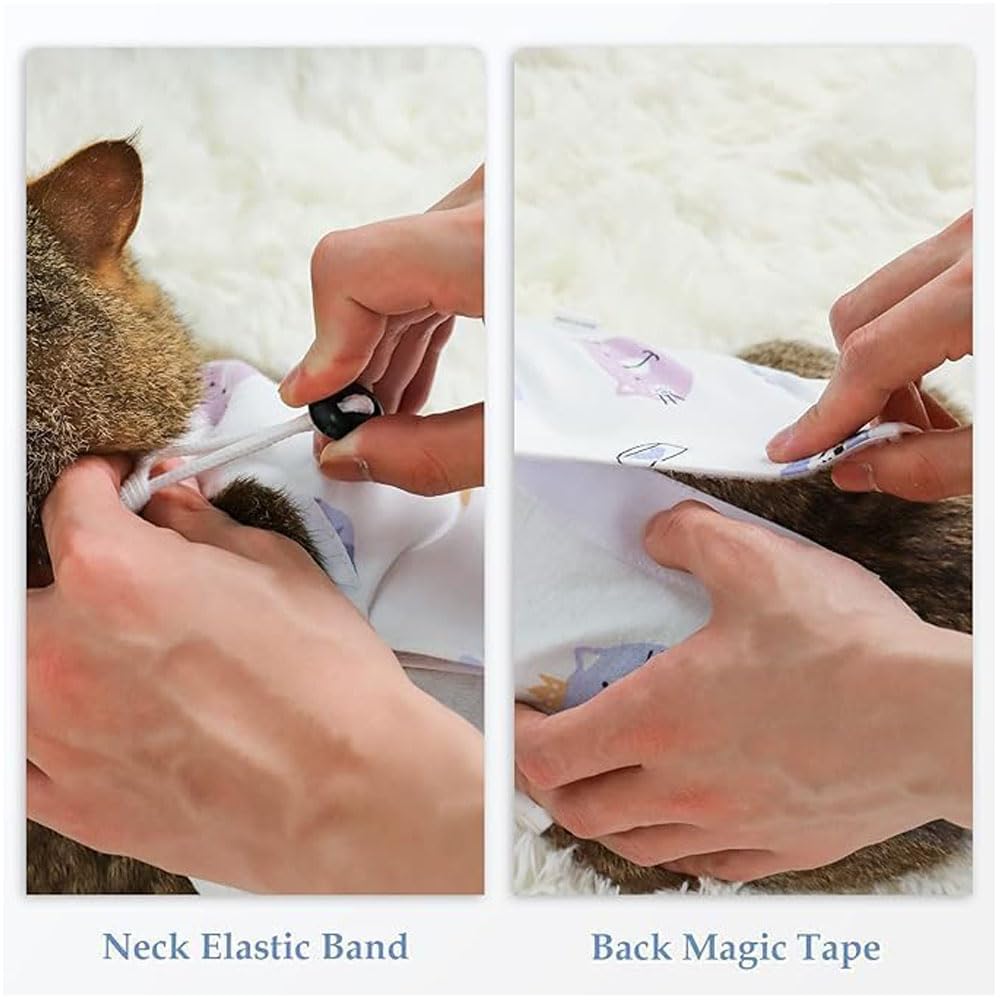 جي زي اس بدلة تعافي القطط، بدلة التعافي من جراحة القطط جيدة التهوية مضادة للعق، بدلة للتعافي من التعقيم للقطط بعد الجراحة، ملابس الحيوانات الأليفة المنزلية الداخلية