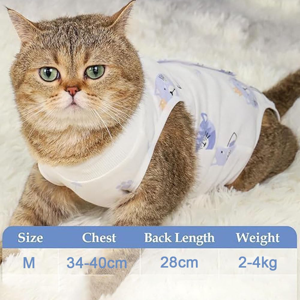 جي زي اس بدلة تعافي القطط، بدلة التعافي من جراحة القطط جيدة التهوية مضادة للعق، بدلة للتعافي من التعقيم للقطط بعد الجراحة، ملابس الحيوانات الأليفة المنزلية الداخلية