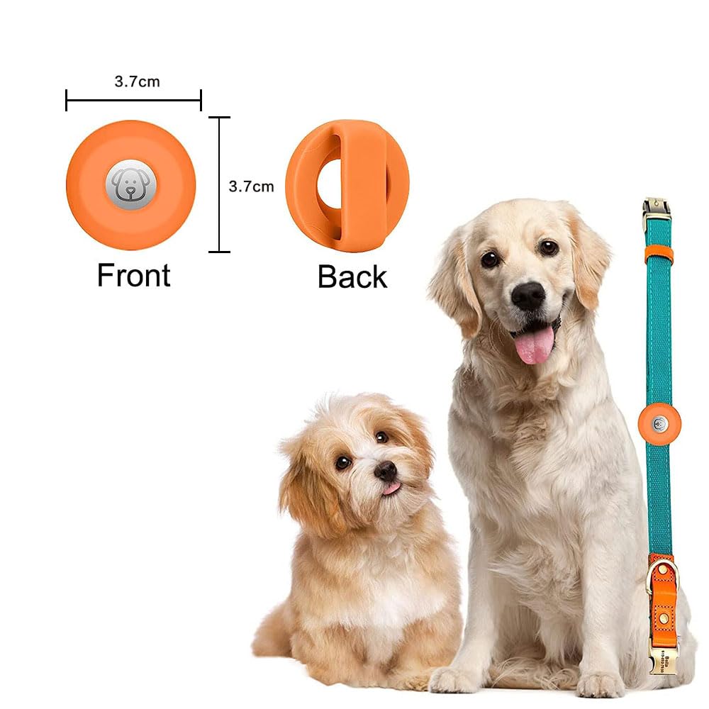 حامل طوق الحيوانات الاليفة لجهاز ايرتاج، مقاوم للماء والصدمات، حافظة تتبع مضادة للضياع لجهاز ابل ايرتاج، متوافق مع اطواق الكلاب والقطط، ملاءمة امنة وسهلة التركيب، حماية متينة (اخضر + برتقالي)