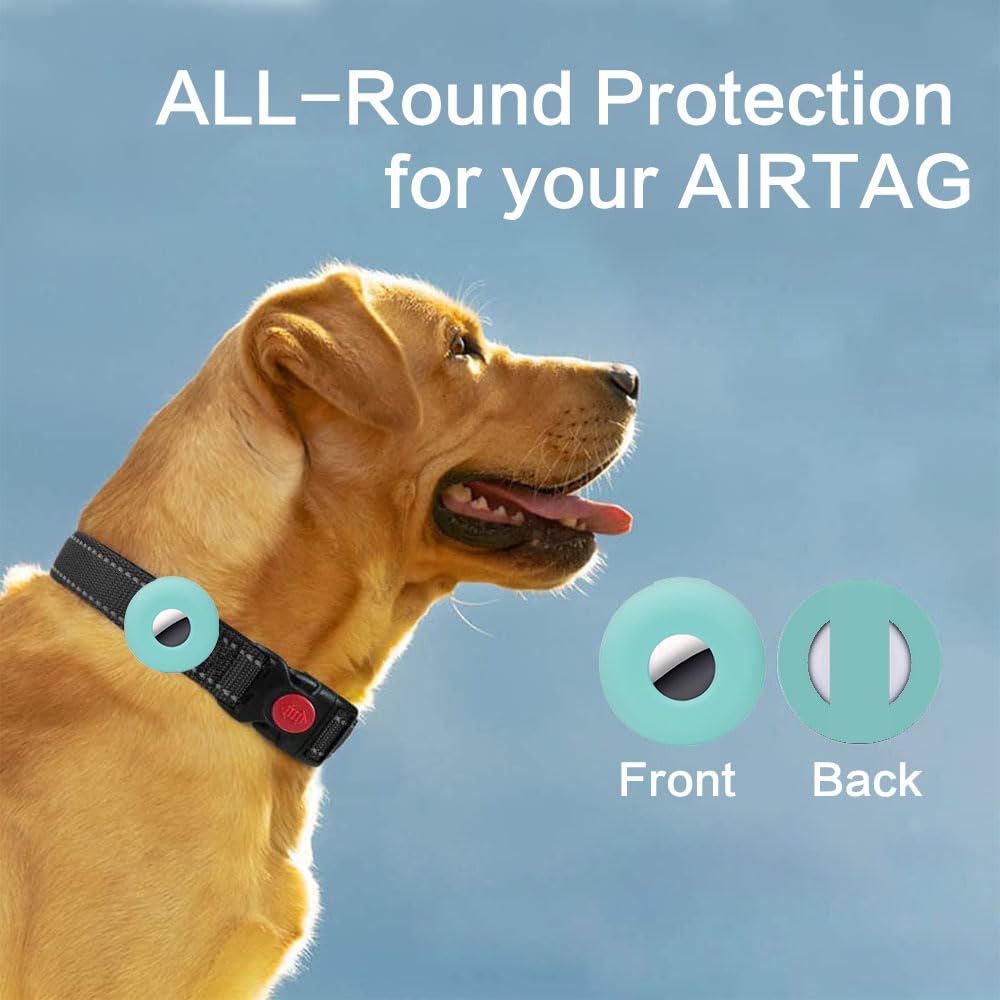 حامل طوق الحيوانات الاليفة لجهاز ايرتاج، مقاوم للماء والصدمات، حافظة تتبع مضادة للضياع لجهاز ابل ايرتاج، متوافق مع اطواق الكلاب والقطط، ملاءمة امنة وسهلة التركيب، حماية متينة (اخضر + برتقالي)