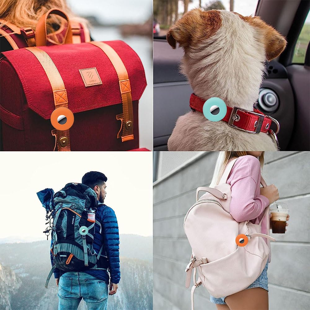 حامل طوق الحيوانات الاليفة لجهاز ايرتاج، مقاوم للماء والصدمات، حافظة تتبع مضادة للضياع لجهاز ابل ايرتاج، متوافق مع اطواق الكلاب والقطط، ملاءمة امنة وسهلة التركيب، حماية متينة (اخضر + برتقالي)