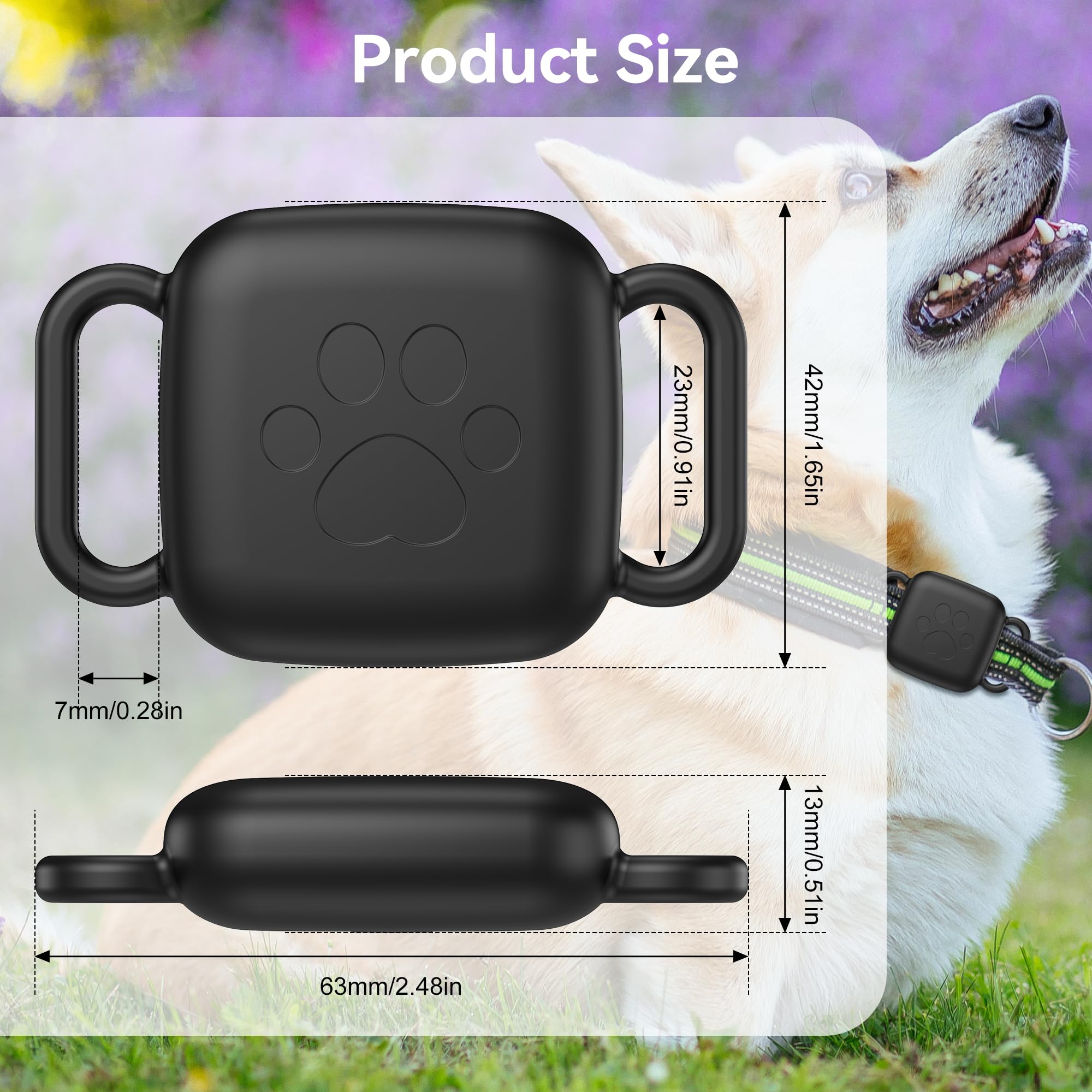 حامل طوق الكلاب من سكاي ارمور لجهاز تايل ميت 2024، عبوة من 2 حافظة سيليكون مقاومة للماء لقلادة القطط والحيوانات الاليفة، غطاء مقاوم للخدش والغبار لتتبع البلاط، اسود/ازرق