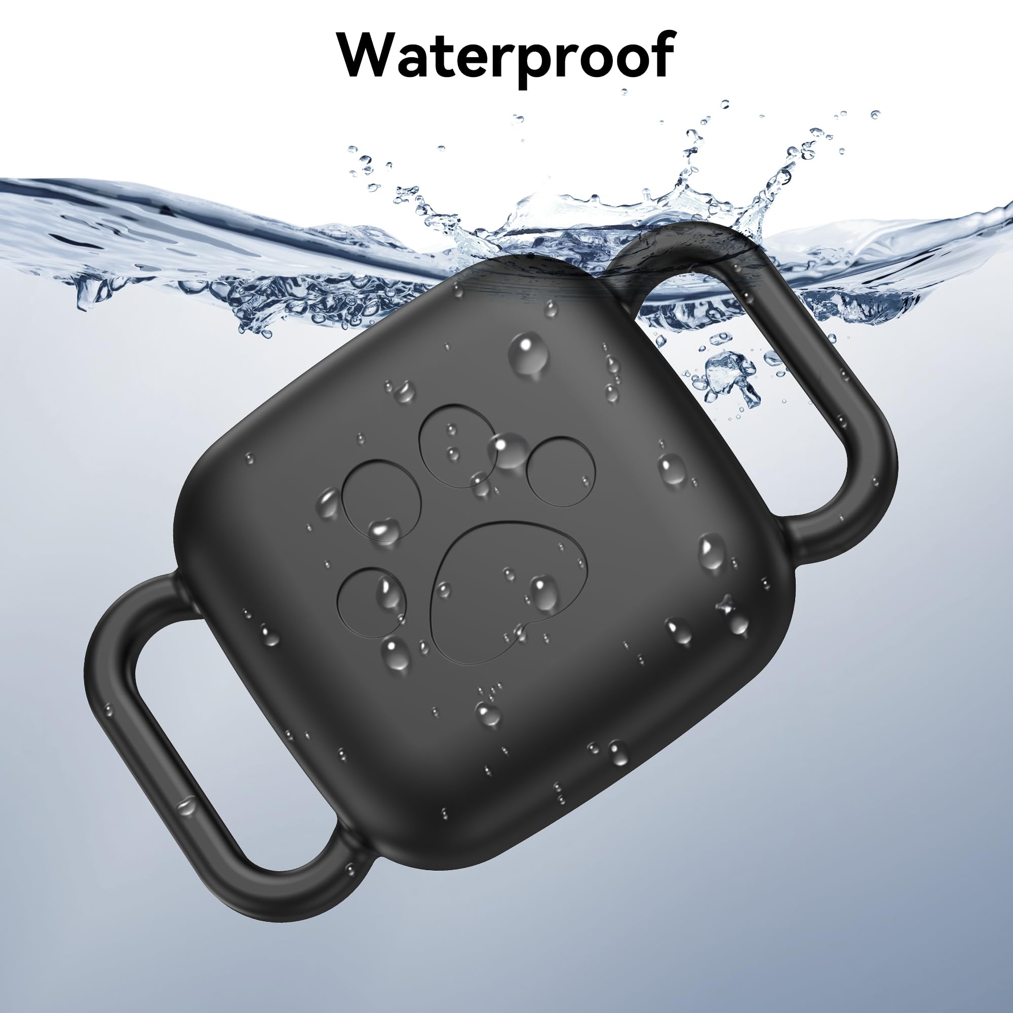 حامل طوق الكلاب من سكاي ارمور لجهاز تايل ميت 2024، عبوة من 2 حافظة سيليكون مقاومة للماء لقلادة القطط والحيوانات الاليفة، غطاء مقاوم للخدش والغبار لتتبع البلاط، اسود/ازرق