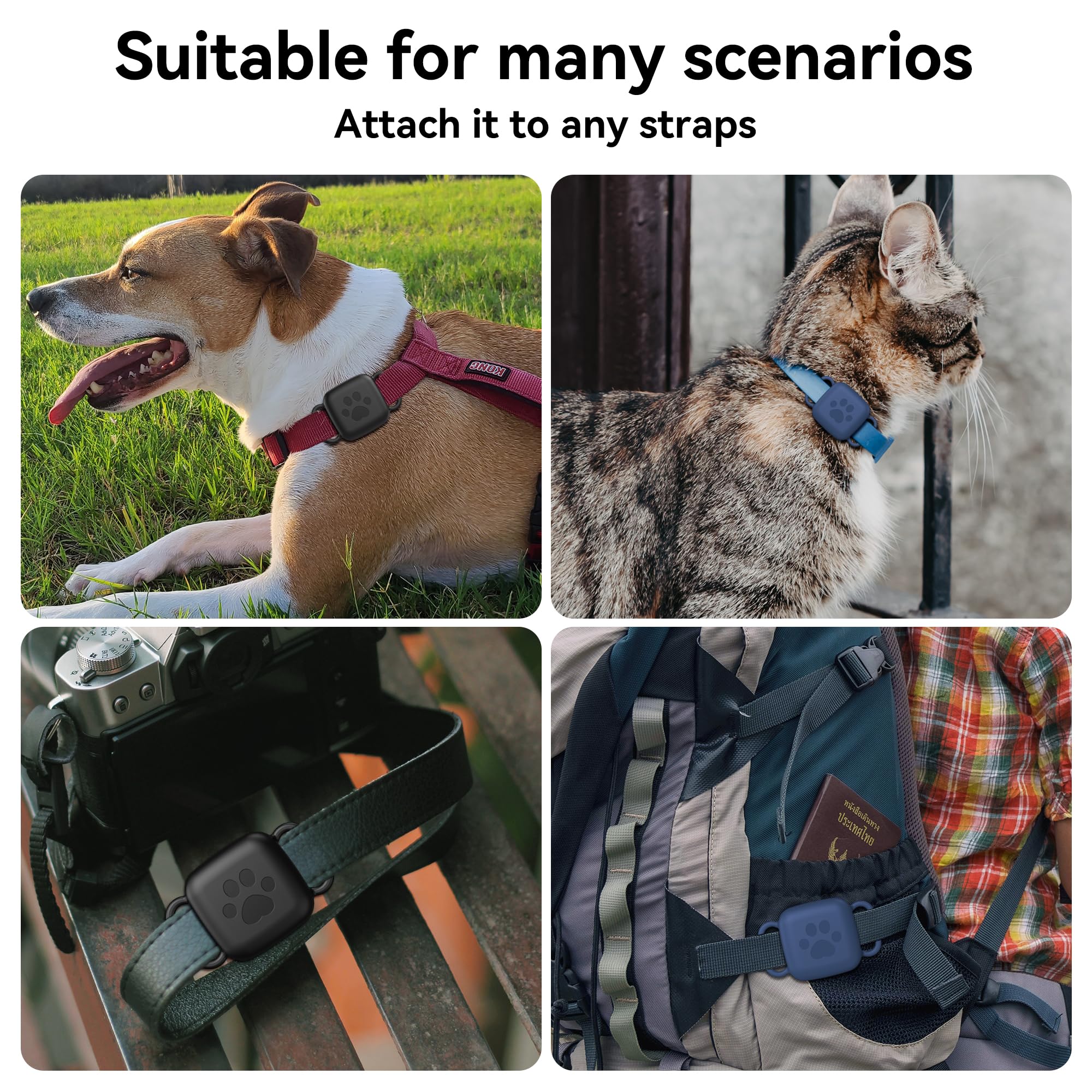 حامل طوق الكلاب من سكاي ارمور لجهاز تايل ميت 2024، عبوة من 2 حافظة سيليكون مقاومة للماء لقلادة القطط والحيوانات الاليفة، غطاء مقاوم للخدش والغبار لتتبع البلاط، اسود/ازرق