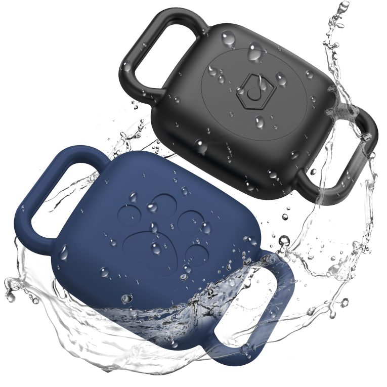 حامل طوق الكلاب من سكاي ارمور لجهاز تايل ميت 2024، عبوة من 2 حافظة سيليكون مقاومة للماء لقلادة القطط والحيوانات الاليفة، غطاء مقاوم للخدش والغبار لتتبع البلاط، اسود/ازرق