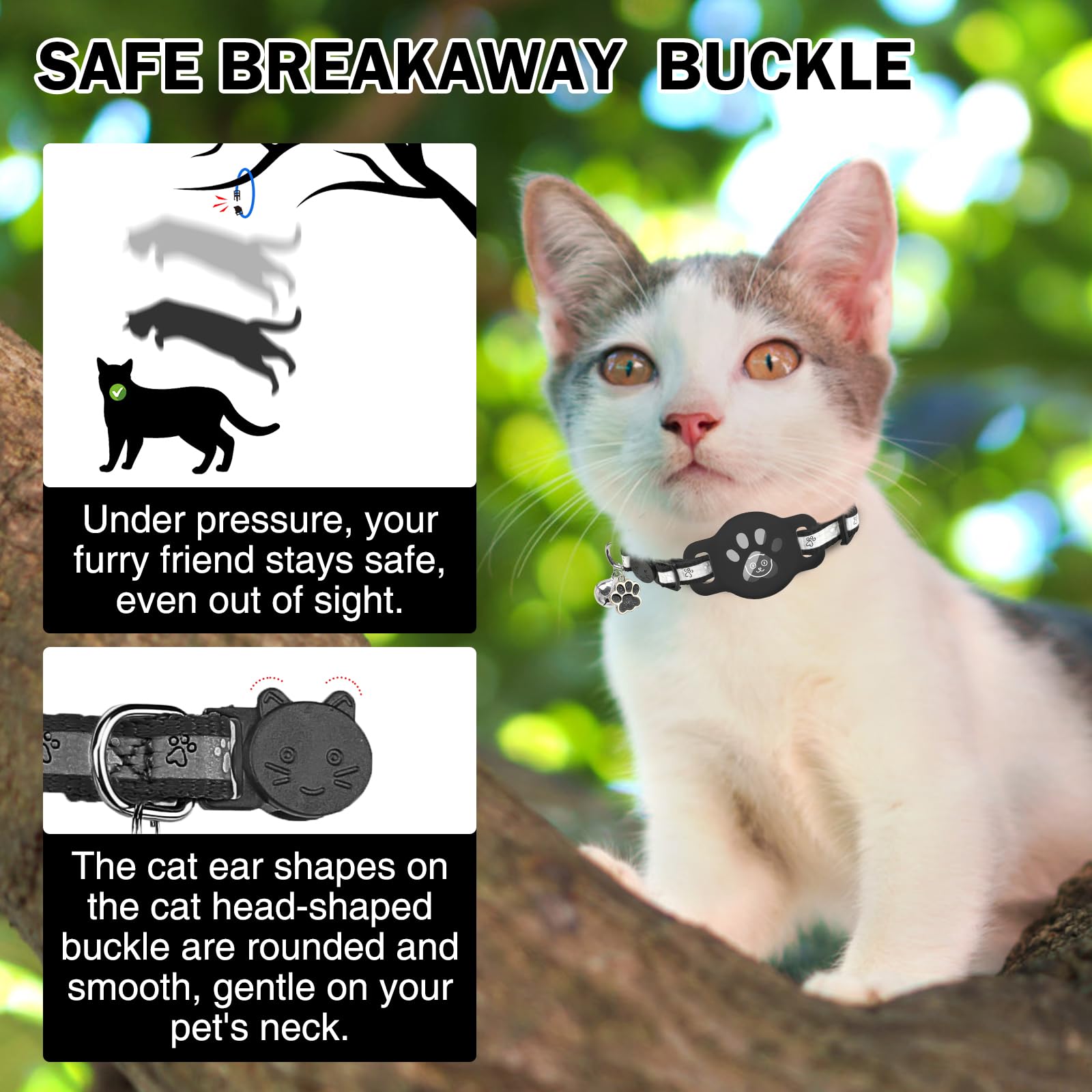 ديلي باد طوق قطط قابل للفصل مع اجراس وربطة عنق - اطواق امان لطيفة للقطط مع حامل ايرتاج مقاوم للماء - اطواق تتبع GPS خفيفة الوزن للبنات والاولاد والقطط والجراء
