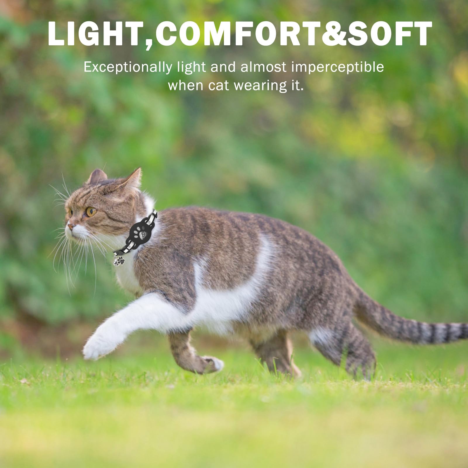 ديلي باد طوق قطط قابل للفصل مع اجراس وربطة عنق - اطواق امان لطيفة للقطط مع حامل ايرتاج مقاوم للماء - اطواق تتبع GPS خفيفة الوزن للبنات والاولاد والقطط والجراء