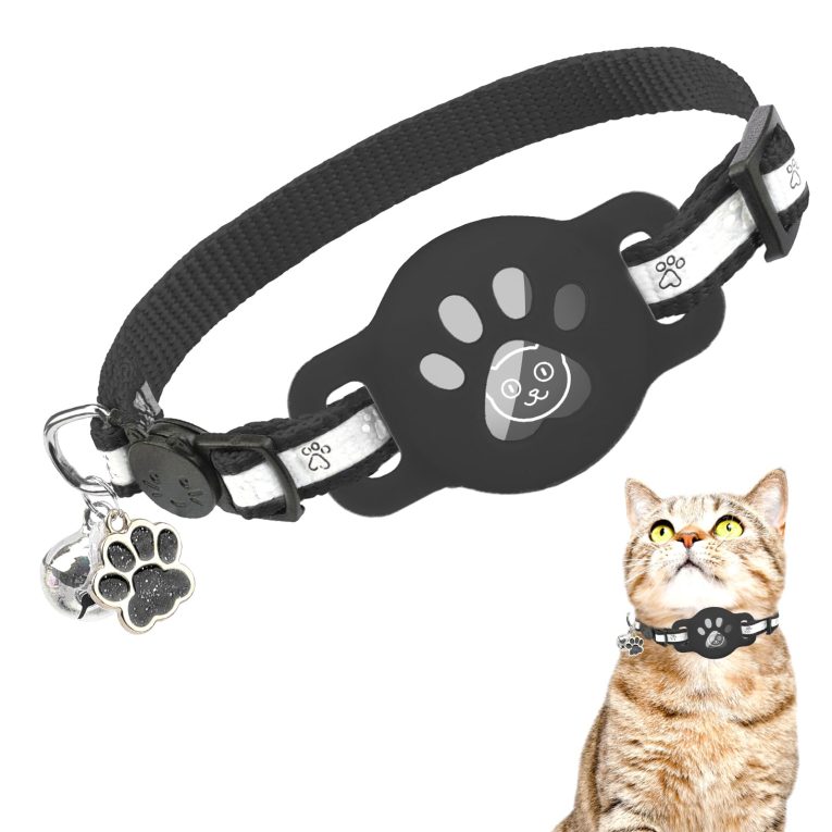 ديلي باد طوق قطط قابل للفصل مع اجراس وربطة عنق - اطواق امان لطيفة للقطط مع حامل ايرتاج مقاوم للماء - اطواق تتبع GPS خفيفة الوزن للبنات والاولاد والقطط والجراء