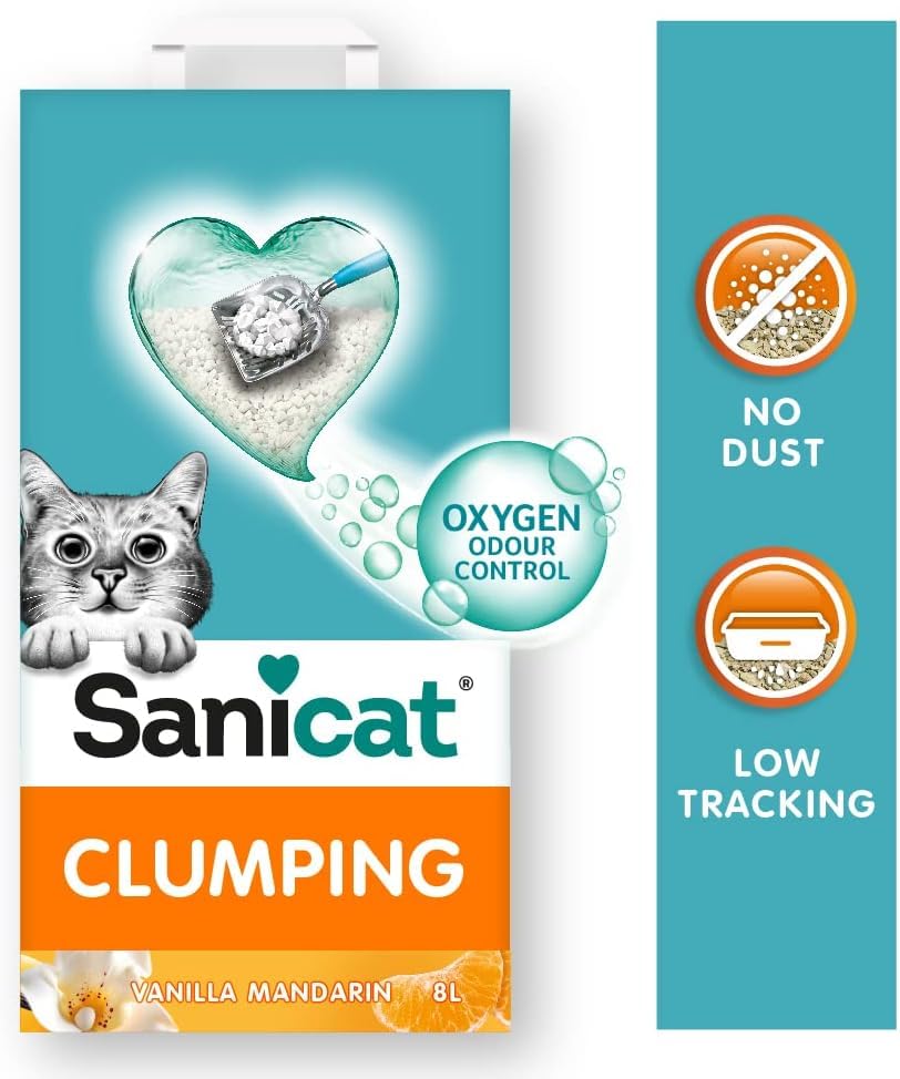 رمل فضلات القطط المتكتل برائحة الفانيليا من سانيكات، 8 لتر
