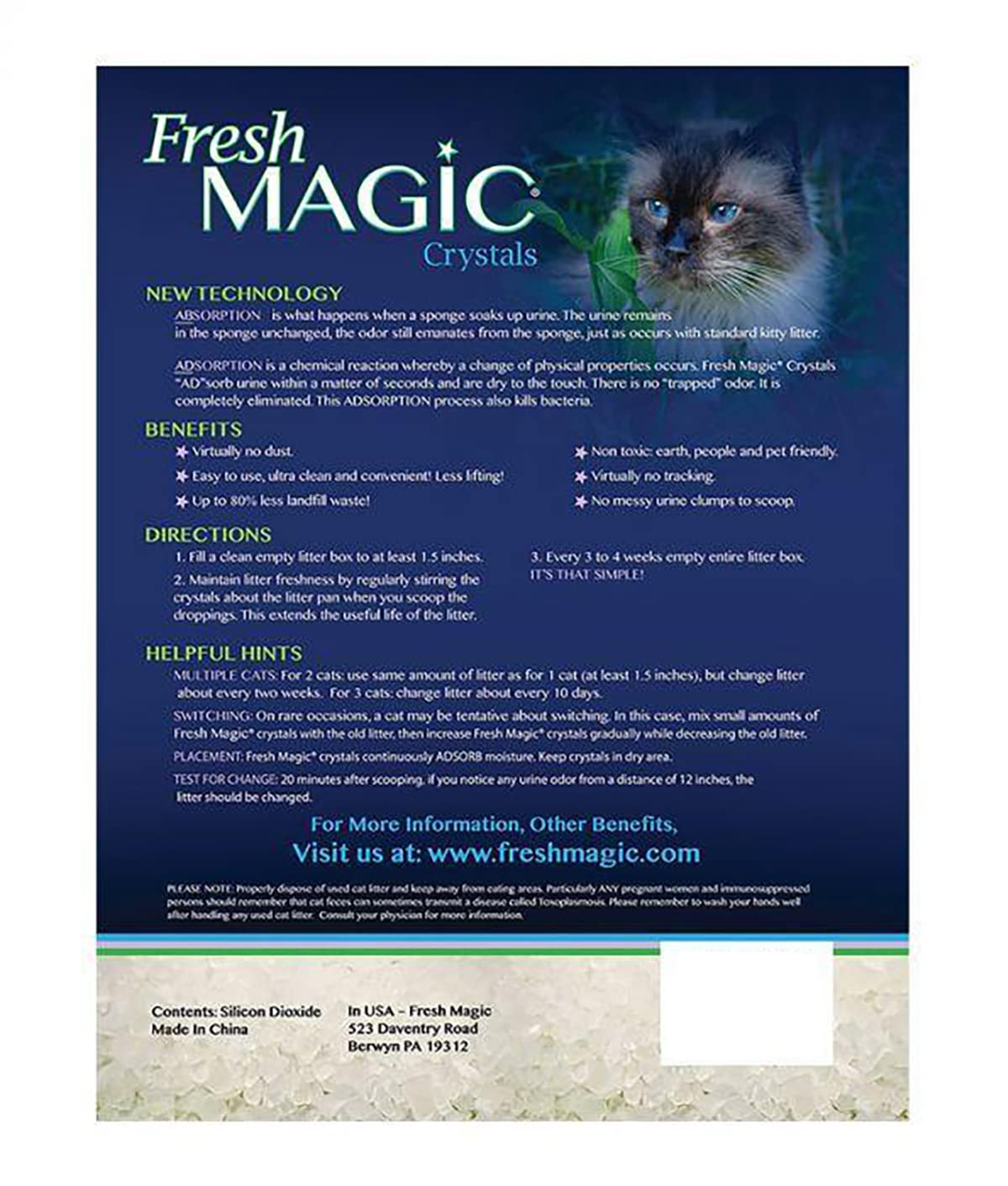 رمل فضلات القطط كريستالي من فريش ماجيك، 1.8 كجم