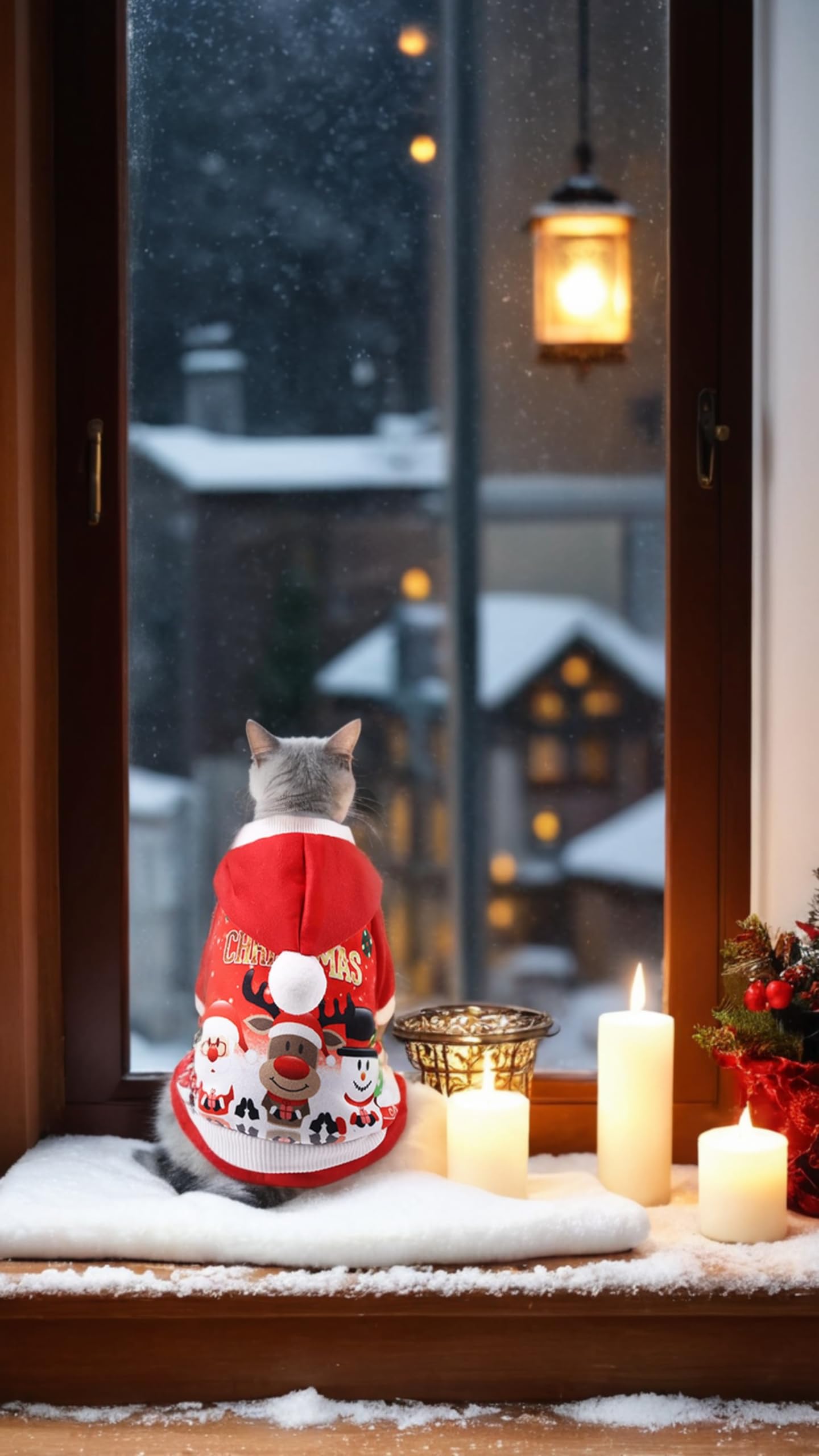 زي الكريسماس للحيوانات الأليفة من سويت سيفن فيستيف - هوديز سانتا للكلاب والقطط الصغيرة، مقاس S