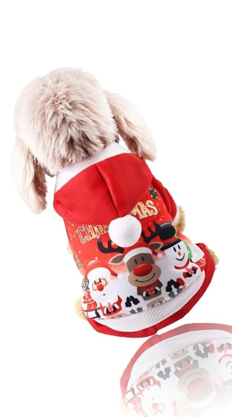 زي الكريسماس للحيوانات الأليفة من سويت سيفن فيستيف - هوديز سانتا للكلاب والقطط الصغيرة، مقاس S
