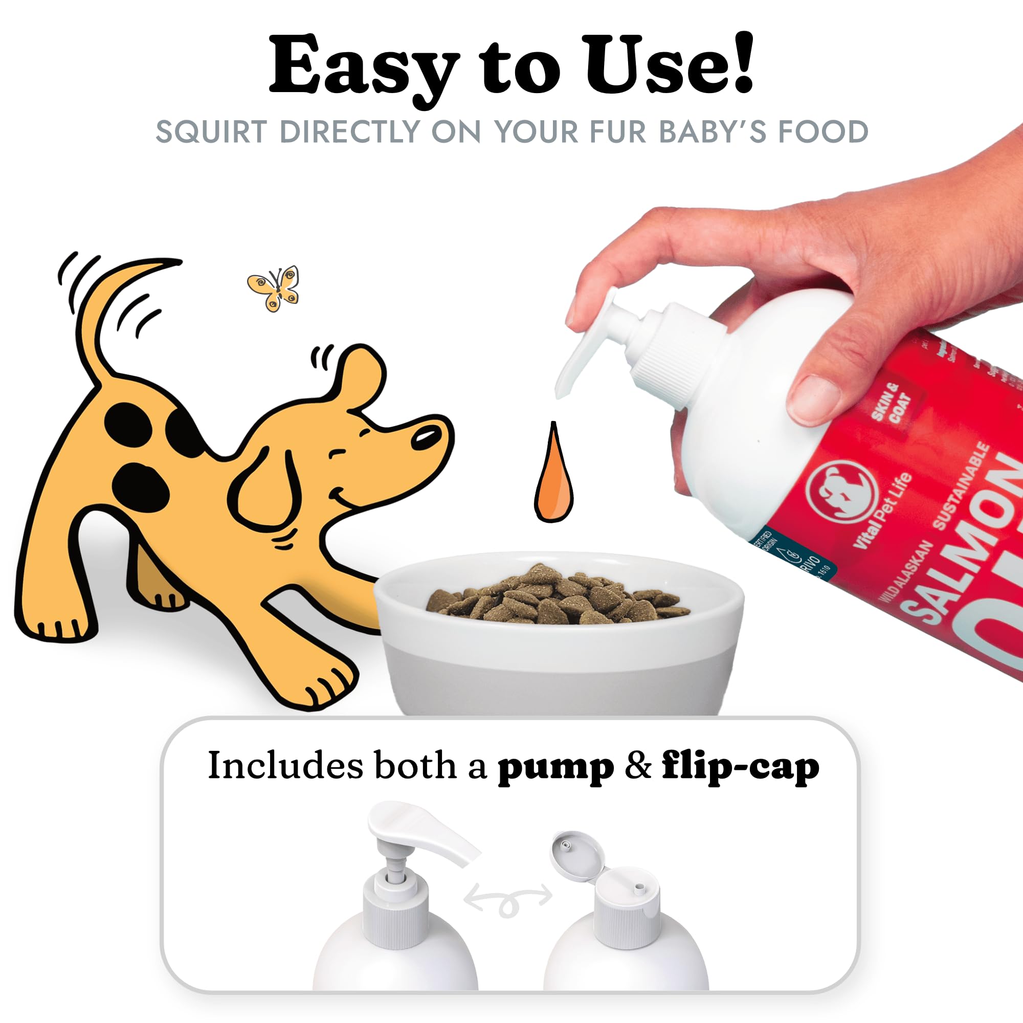 زيت السلمون للكلاب والقطط - بشرة ومعطف صحي، زيت سمك، اوميجا 3 EPA DHA، مكمل غذائي سائل للحيوانات الأليفة طبيعي بالكامل، يدعم صحة المفاصل والعظام، مضاد للحساسية الطبيعية والالتهابات، 237 مل