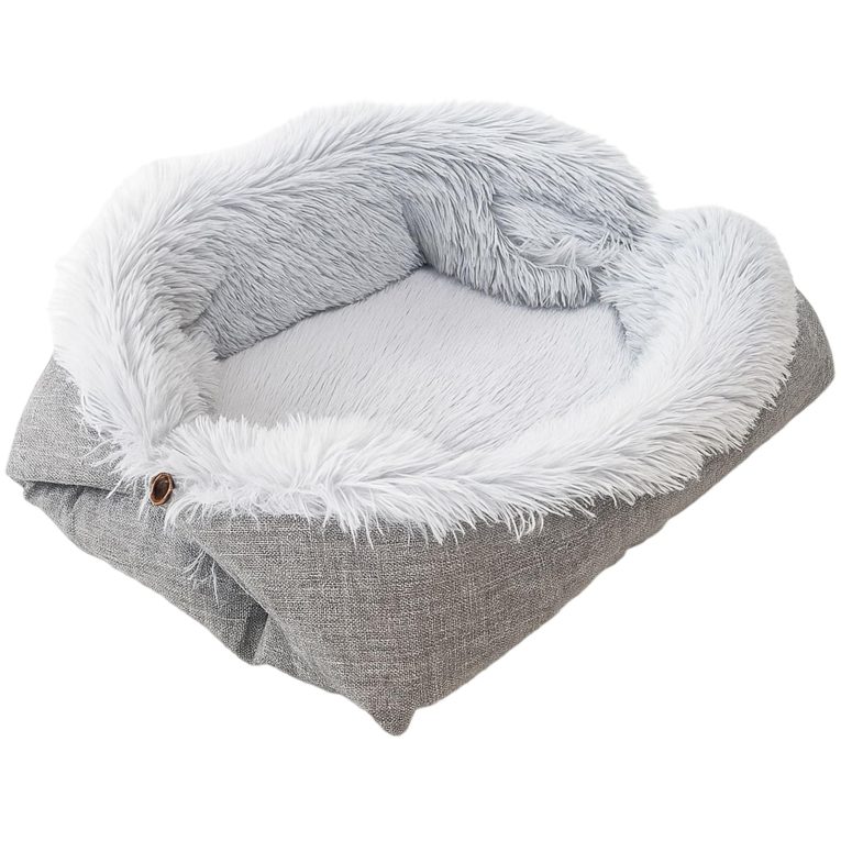 سرير مريح للقطط في الاماكن المغلقة، ناعم ودافئ وجيد التهوية، كيس نوم للقطط مصنوع من مواد امنة وغير سامة، مناسب لجميع المواسم، عش مثالي للحيوانات الاليفة، 61 × 51 سم، رمادي