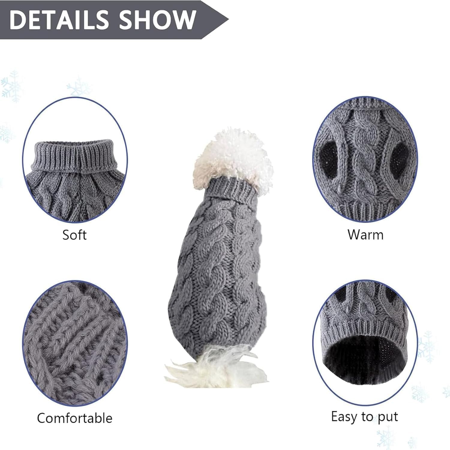 سويتر قطة من ابوتو، سترة محبوكة بقبة مدورة للقطط والكلاب الصغيرة، ملابس شتوية مريحة متوسطة الحجم، بطانة من الصوف الناعم الدافئ للاستخدام الداخلي والخارجي