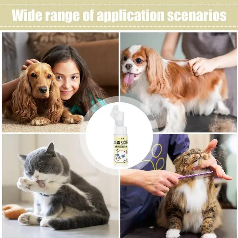شامبو التنظيف الجاف للحيوانات الأليفة، شامبو جاف لتنظيف القطط والحيوانات الأليفة مع فرشاة تدليك، رغوة تنظيف شعر الكلاب من اف دي تي واي، 150 مل