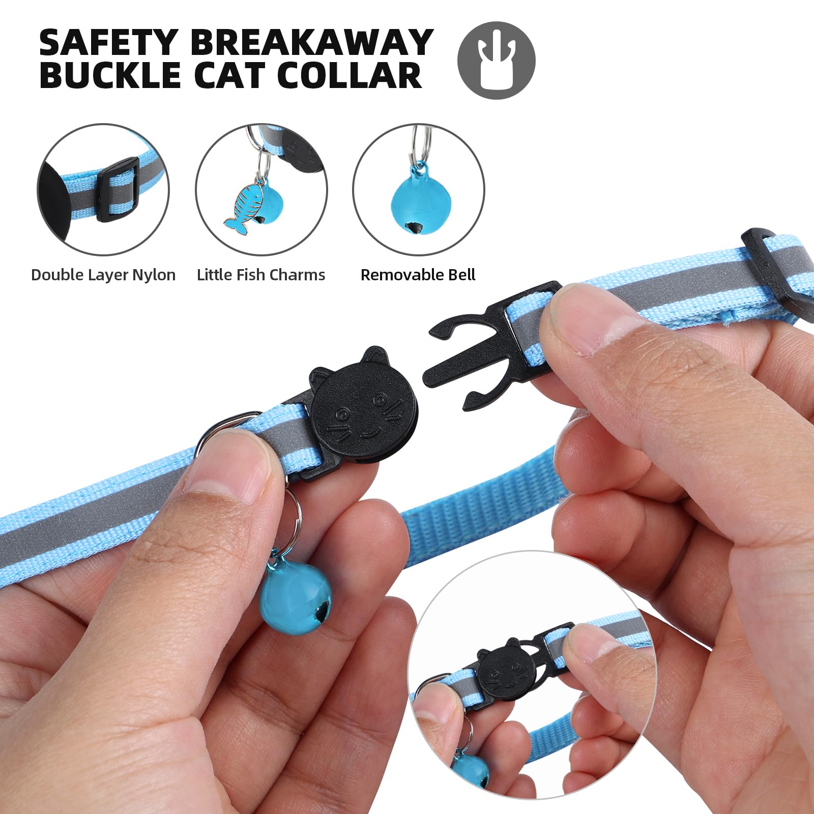 طوق جهاز ايرتاج للقطط مع جرس ومشبك امان بعرض 3/8 انش، طوق عاكس مع حامل جهاز ايرتاج مقاوم للماء متوافق مع ابل ايرتاج للقطط والكلاب الكبيرة والصغيرة