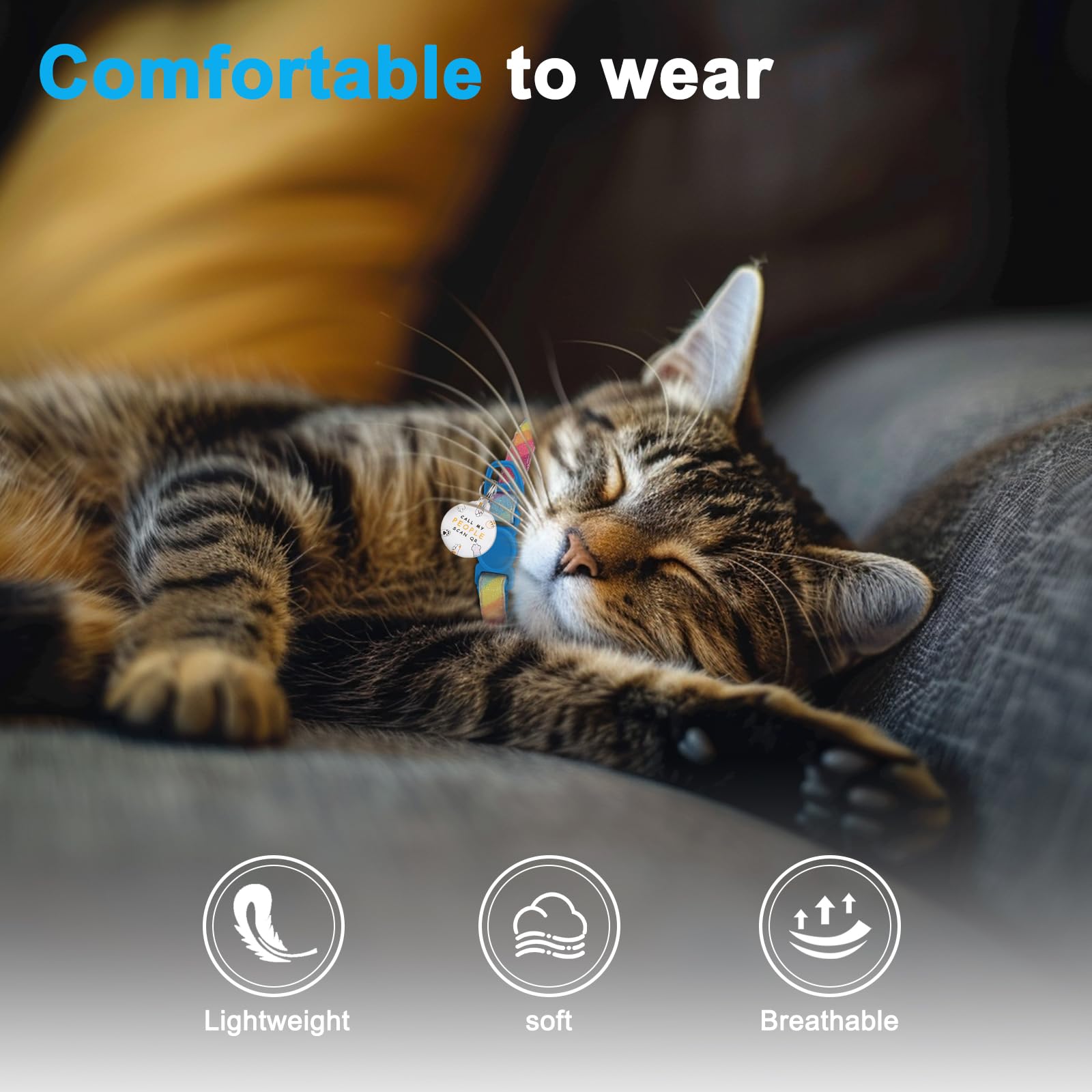 طوق قطط قابل للفصل مع بطاقة اسم رمز الاستجابة السريعة، اطواق عاكسة للقطط مع جرس، بطاقة تعريف مخصصة للقطط، متينة للغاية، قابلة للتعديل، سريعة الفك، تناسب معظم القطط الصغيرة والكبيرة (8 انش - 13.3 انش)