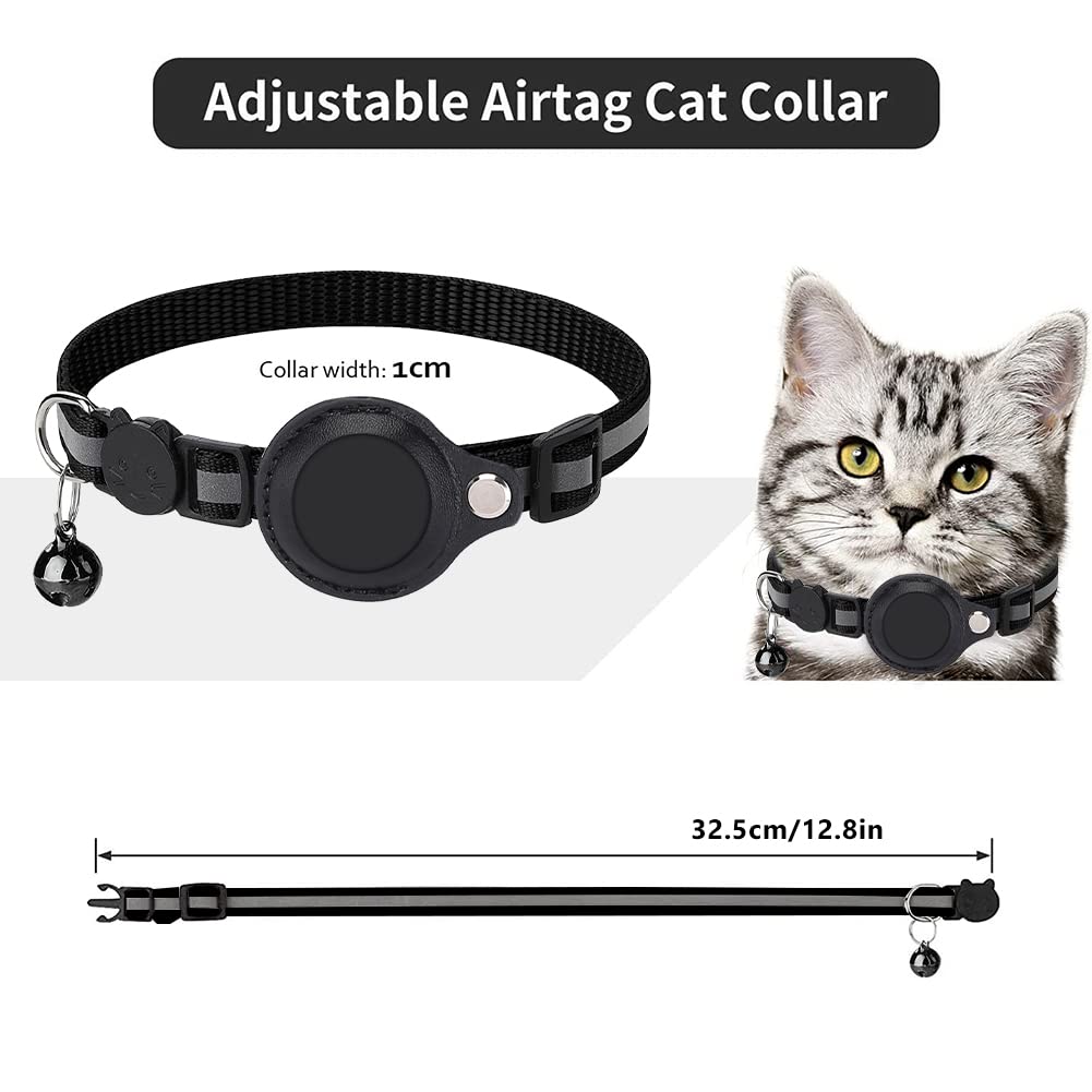 طوق للقطط اير تاغ من هوتمنتي، طوق عاكس للضوء للقطط بنظام تحديد المواقع العالمي مع حامل ايرتاج وجرس، طوق تتبع خفيف الوزن، مناسب للقطط والجراء، زهري