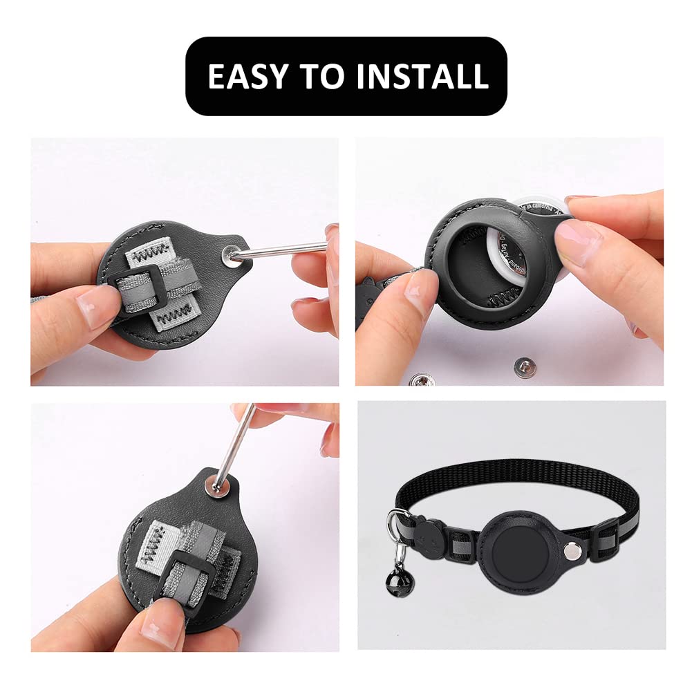 طوق للقطط اير تاغ من هوتمنتي، طوق عاكس للضوء للقطط بنظام تحديد المواقع العالمي مع حامل ايرتاج وجرس، طوق تتبع خفيف الوزن، مناسب للقطط والجراء، زهري