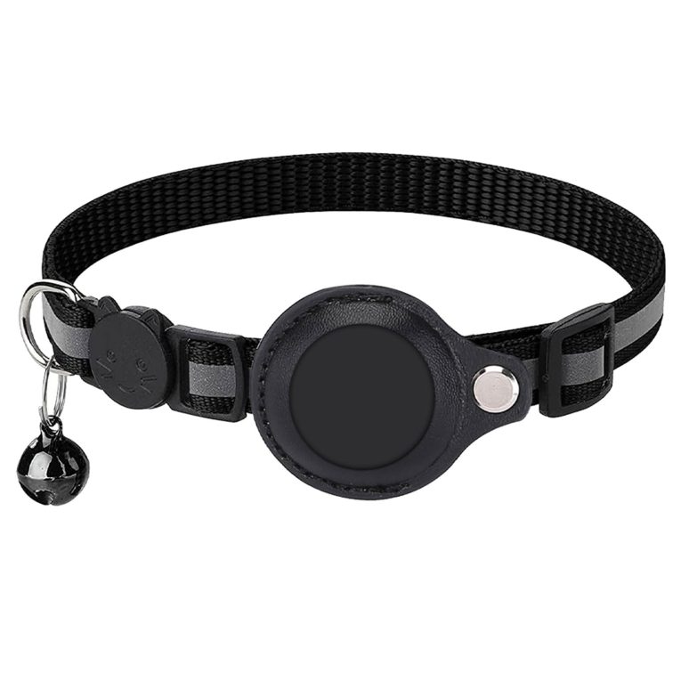 طوق للقطط اير تاغ من هوتمنتي، طوق عاكس للضوء للقطط بنظام تحديد المواقع العالمي مع حامل ايرتاج وجرس، طوق تتبع خفيف الوزن، مناسب للقطط والجراء، زهري