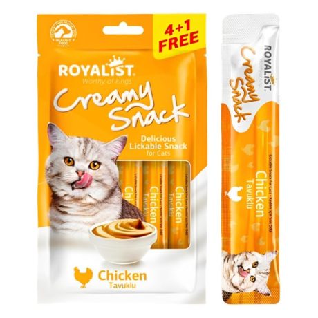 عبوة وجبات خفيفة كريمية بنكهة الدجاج من روياليست كات، 75 جرام (5×15 غرام)، بالغ، سائل