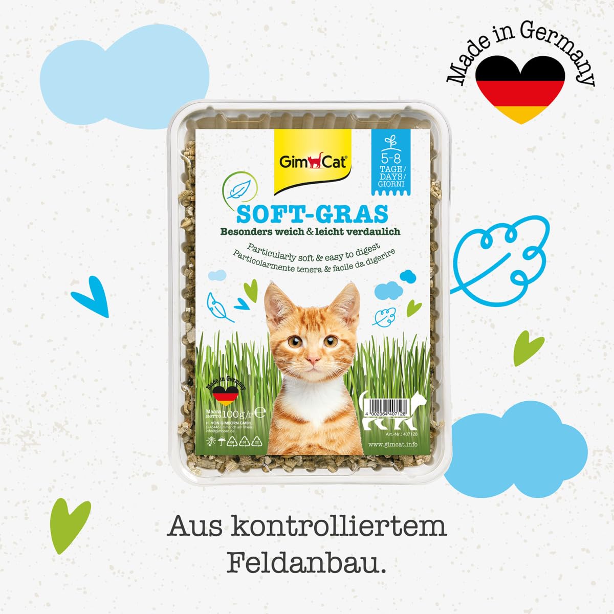 عشب سوفت-جراس لدعم صحة القطط من جيمكات (100 جم)