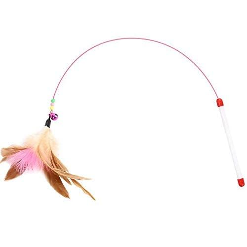 عصا ريشة بسلك تحفيزية تفاعلية لالعاب القطط بخرز وجرس هدايا ممتعة للعب مع القطط وتدريبهم